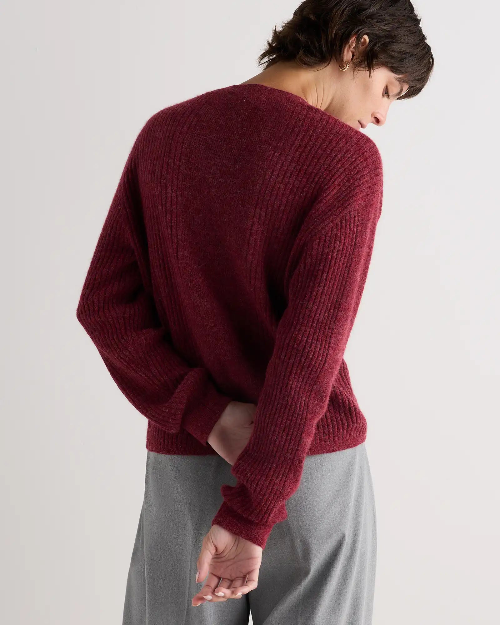 Lightweight Baby Alpaca Relaxed Ribbed Crewneck