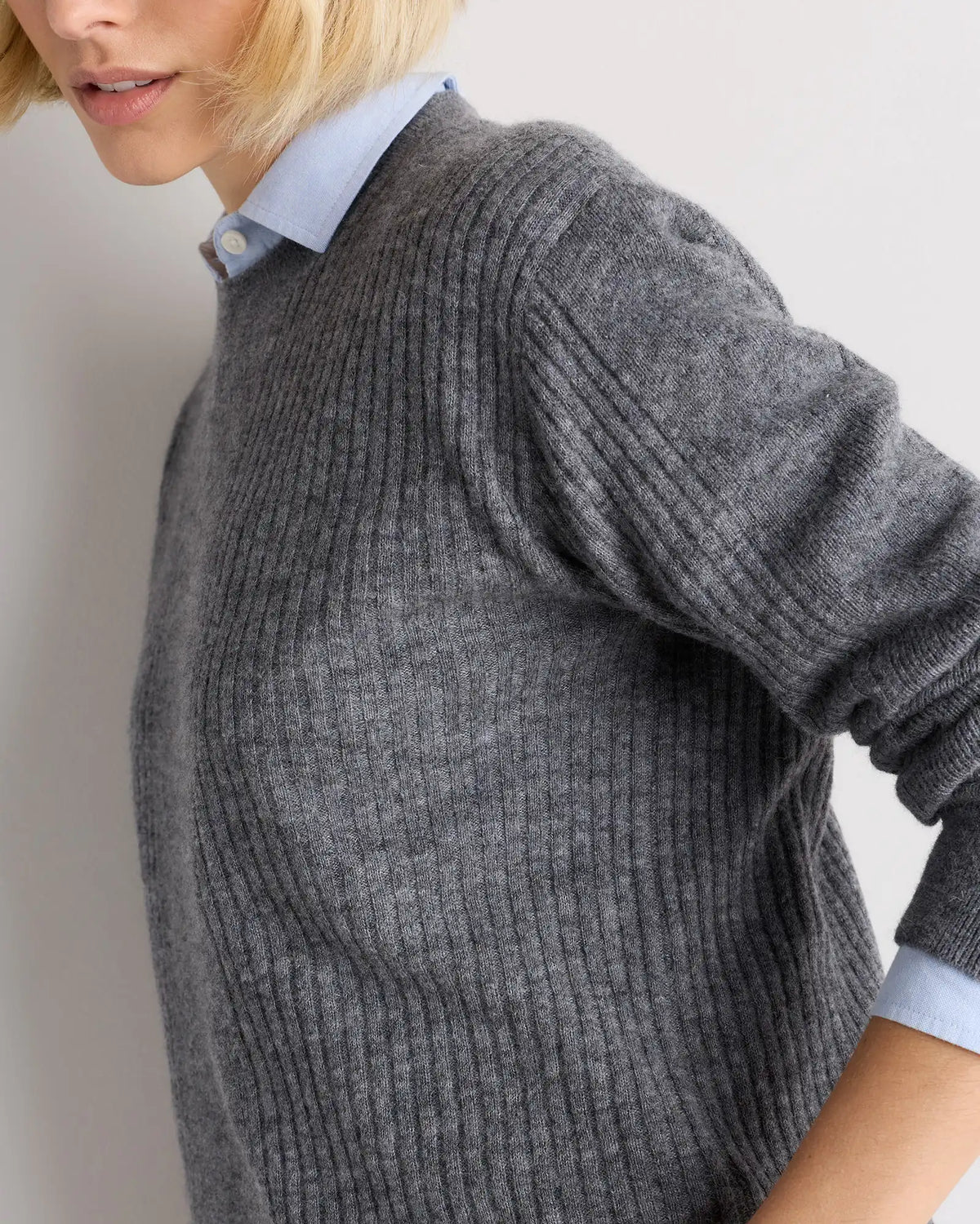 Lightweight Baby Alpaca Relaxed Ribbed Crewneck