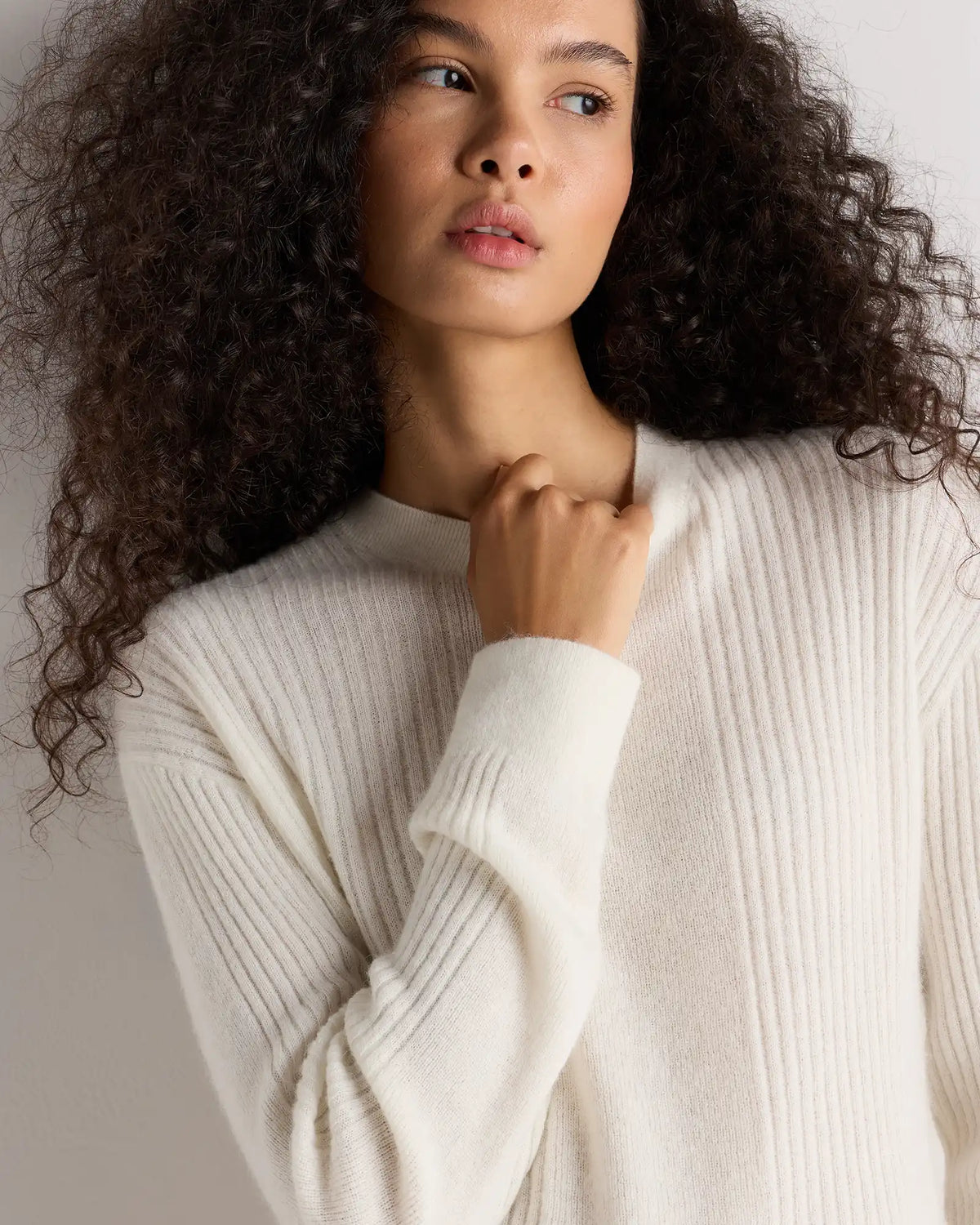 Lightweight Baby Alpaca Relaxed Ribbed Crewneck