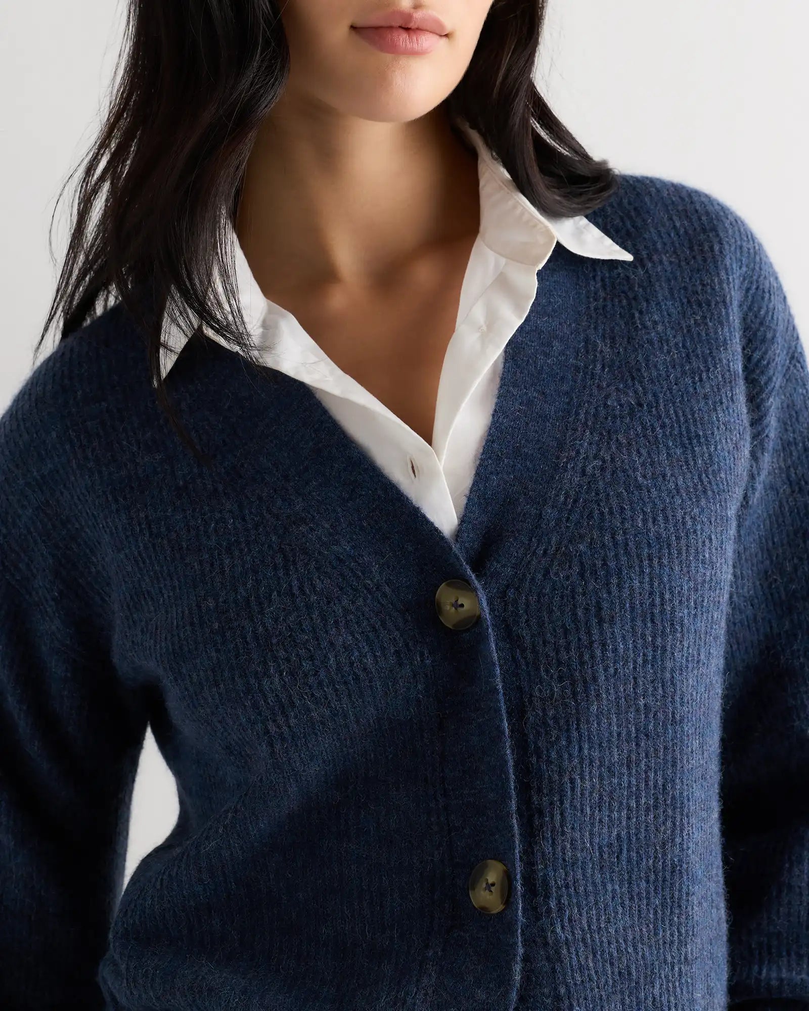 Lightweight Baby Alpaca Cropped V-Neck Cardigan