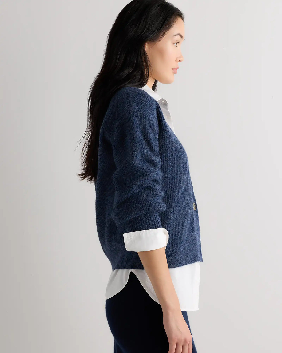 Lightweight Baby Alpaca Cropped V-Neck Cardigan