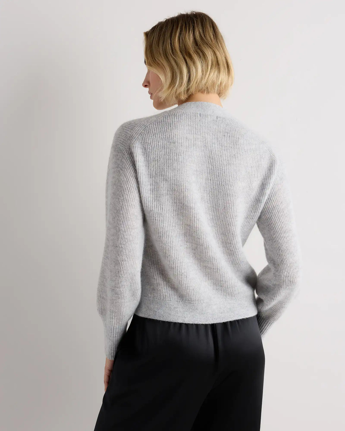 Lightweight Baby Alpaca Cropped V-Neck Cardigan