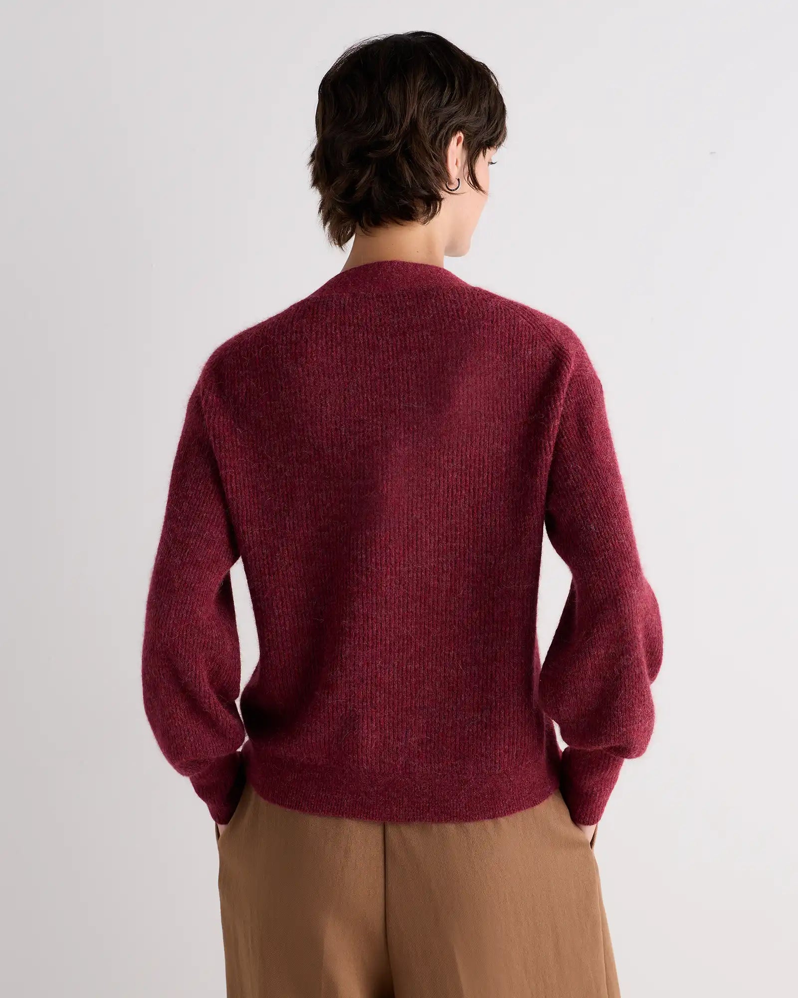 Lightweight Baby Alpaca Cropped V-Neck Cardigan