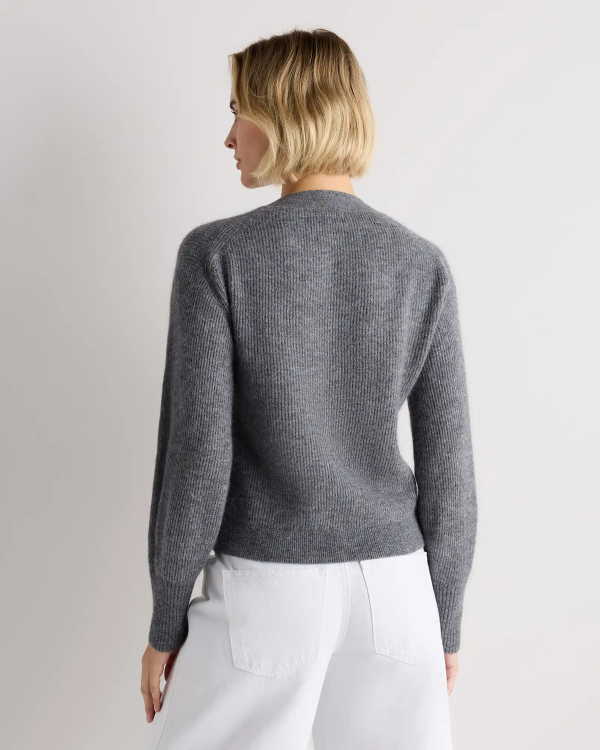 Lightweight Baby Alpaca Cropped V-Neck Cardigan