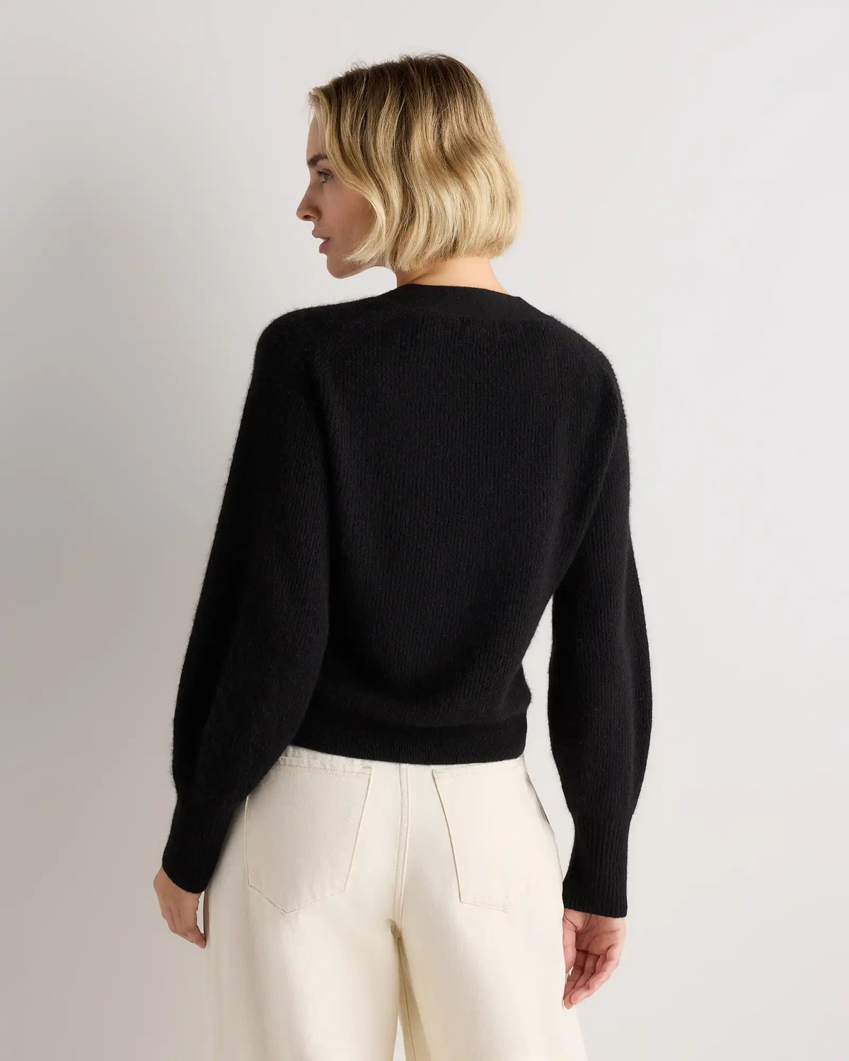 Lightweight Baby Alpaca Cropped V-Neck Cardigan