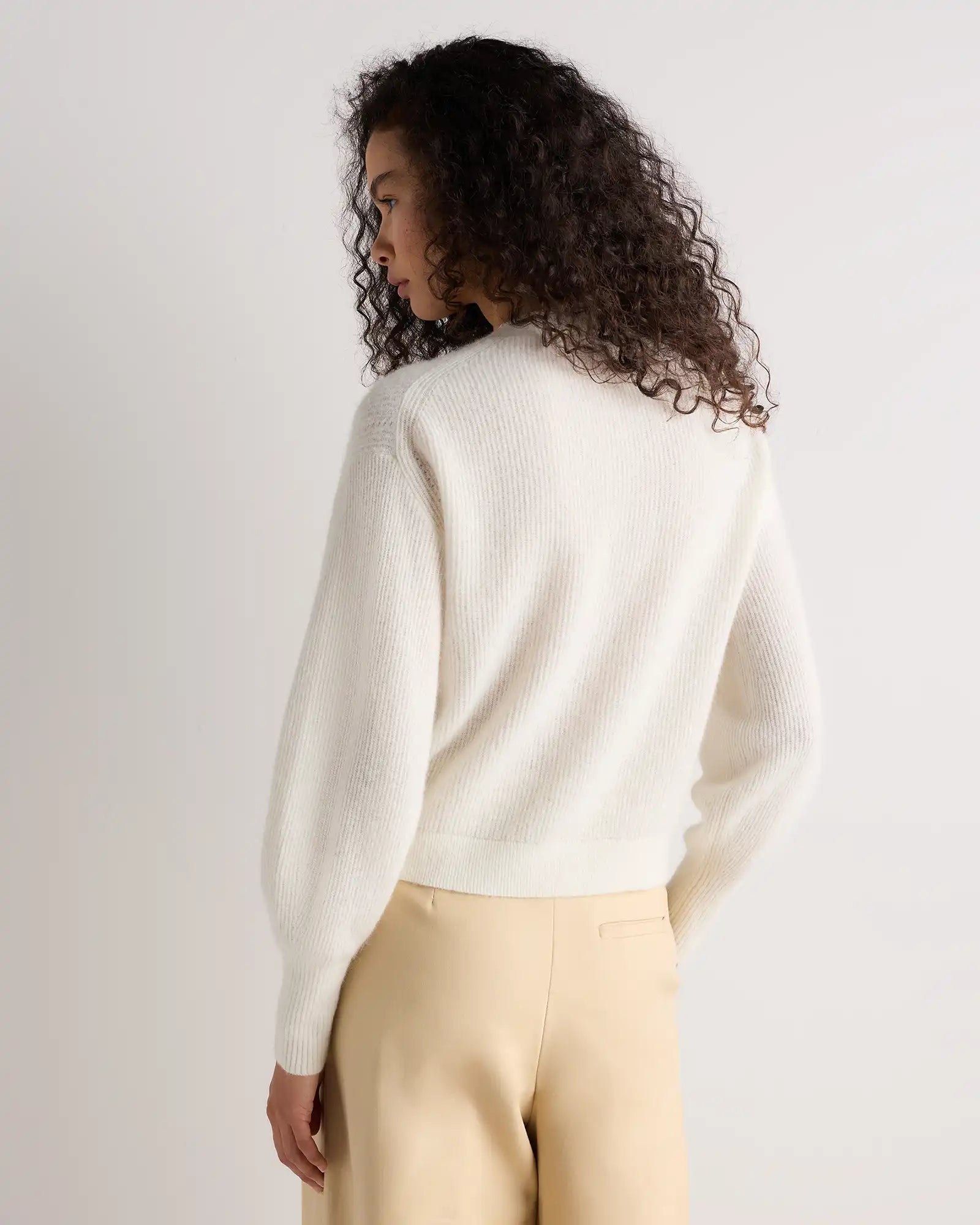 Lightweight Baby Alpaca Cropped V-Neck Cardigan