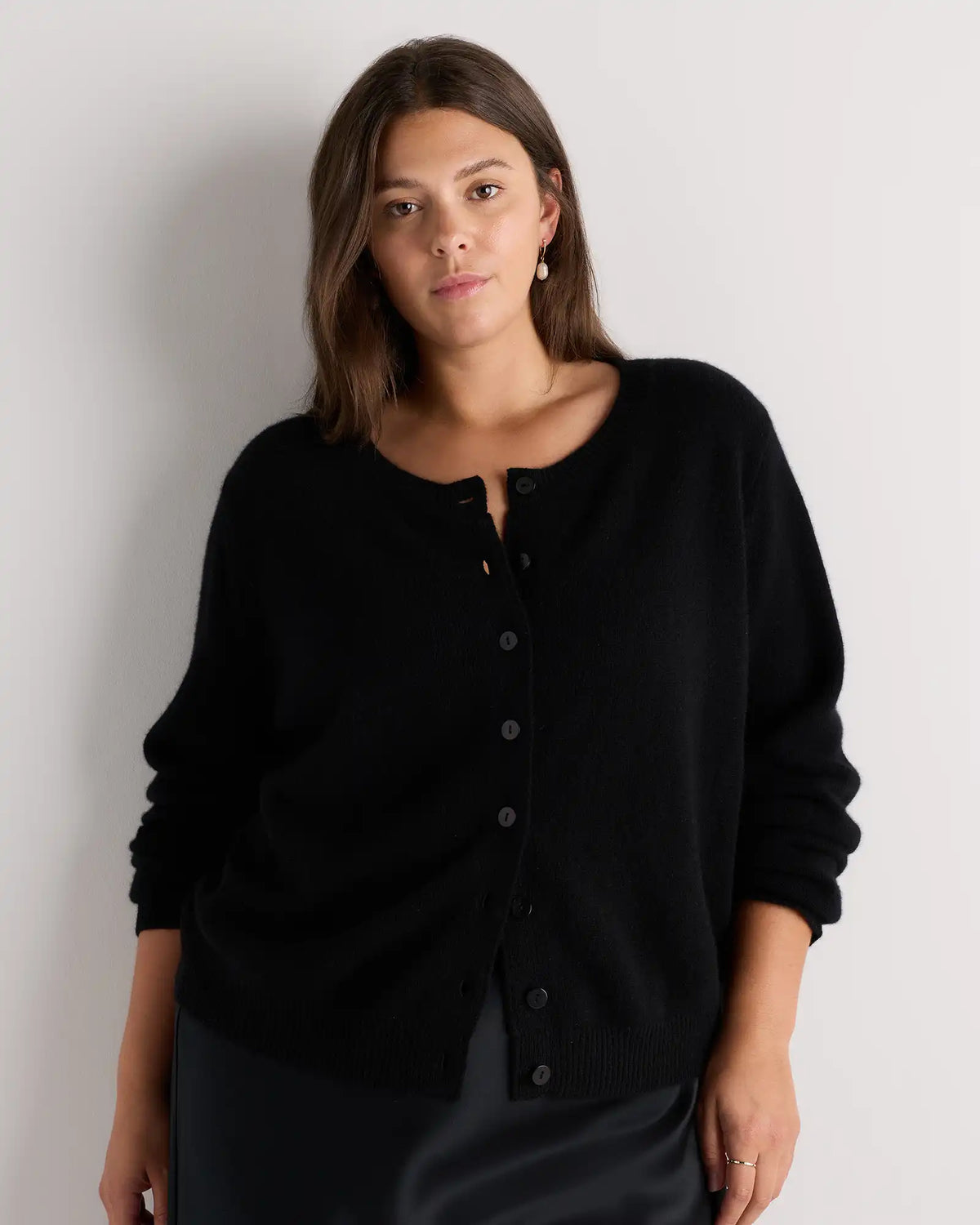 Mongolian Cashmere Cropped Crew Cardigan