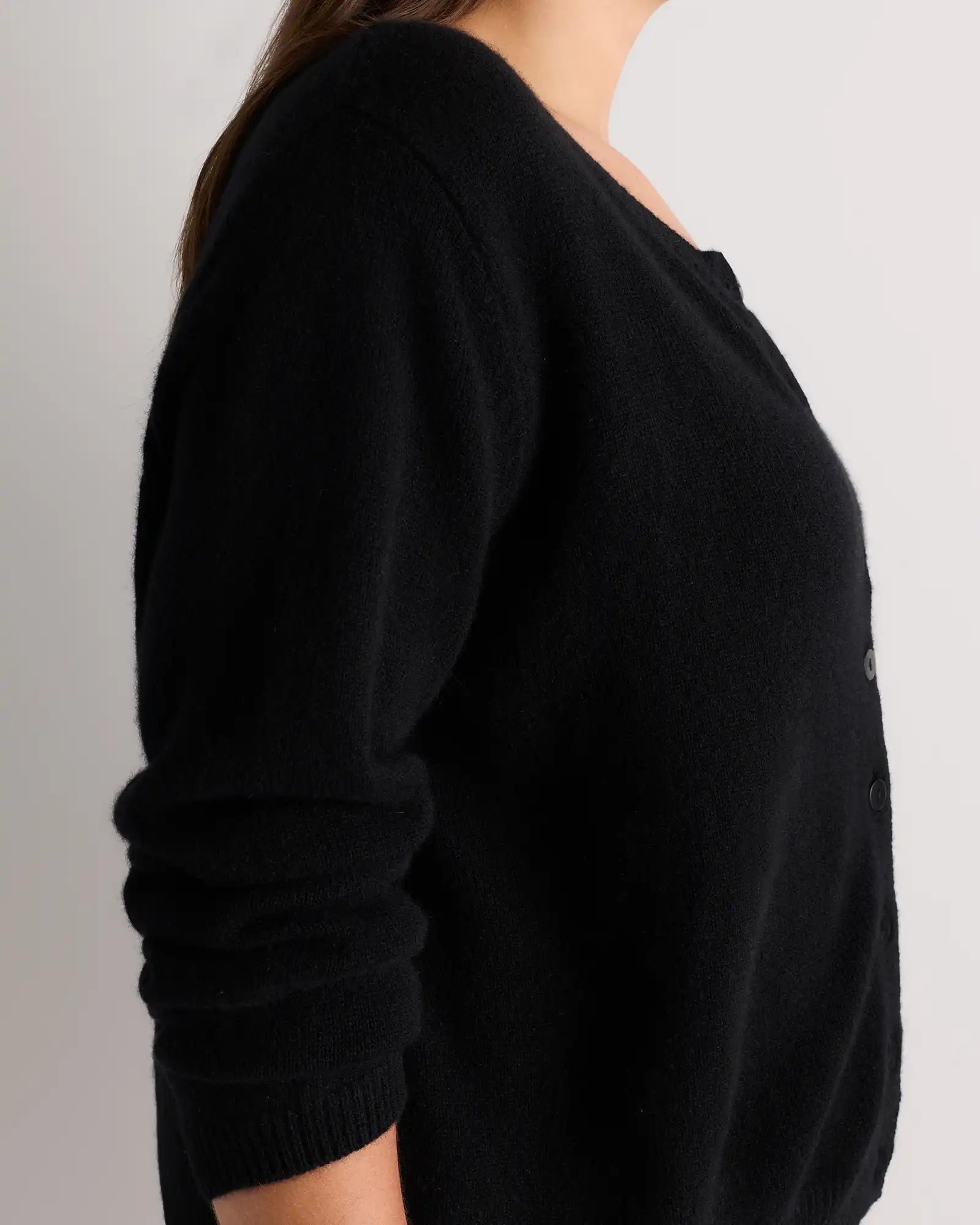 Mongolian Cashmere Cropped Crew Cardigan