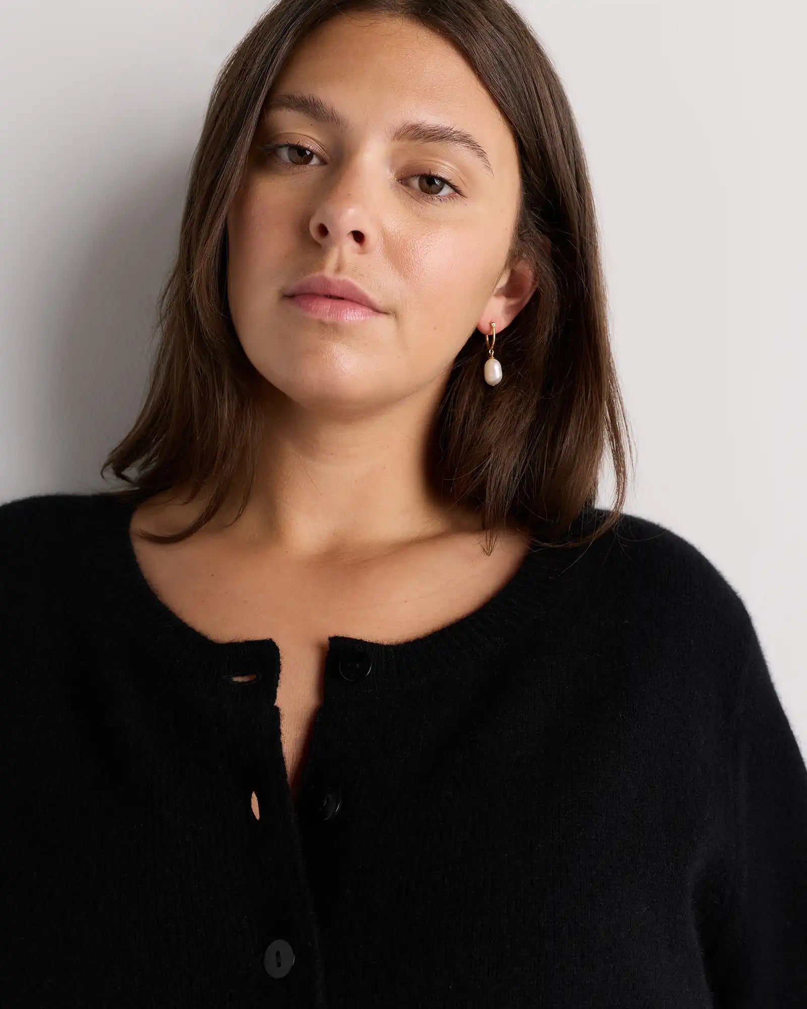 Mongolian Cashmere Cropped Crew Cardigan