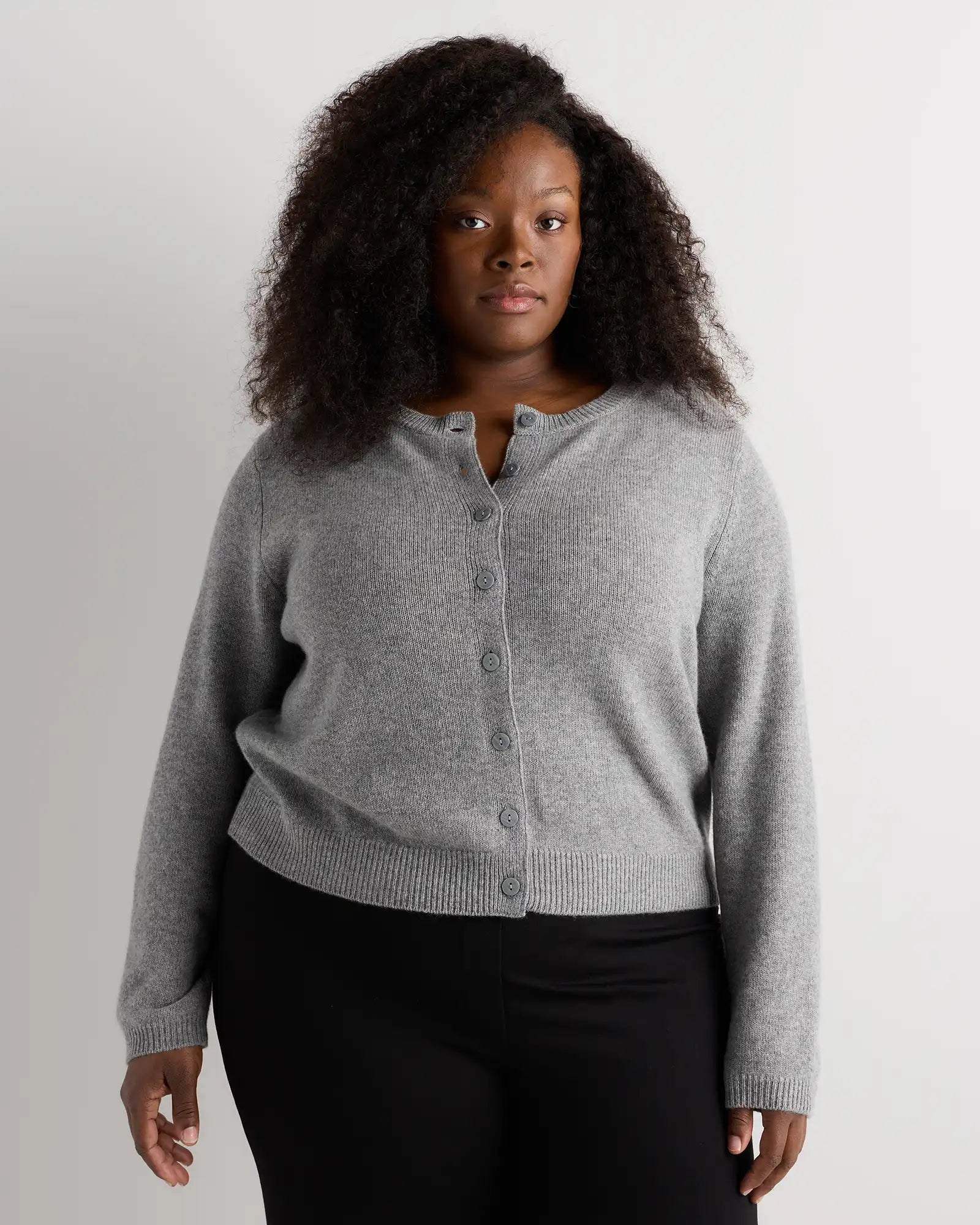 Mongolian Cashmere Cropped Crew Cardigan