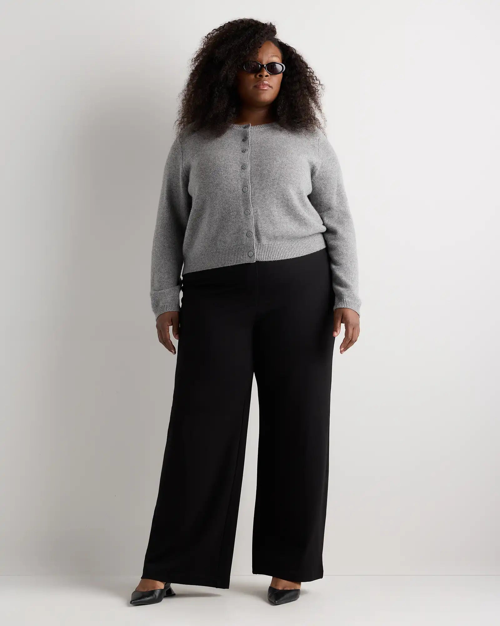 Mongolian Cashmere Cropped Crew Cardigan