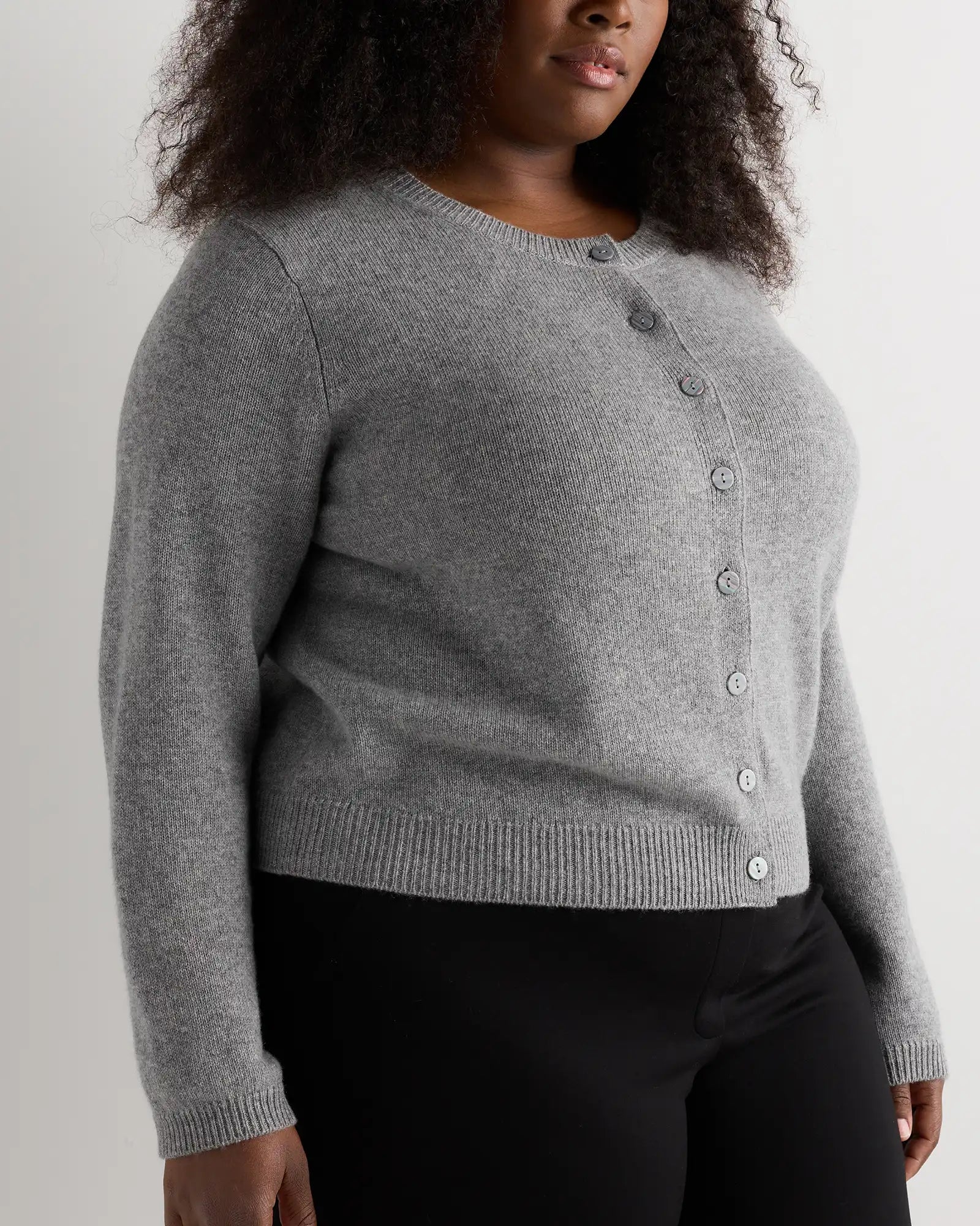Mongolian Cashmere Cropped Crew Cardigan