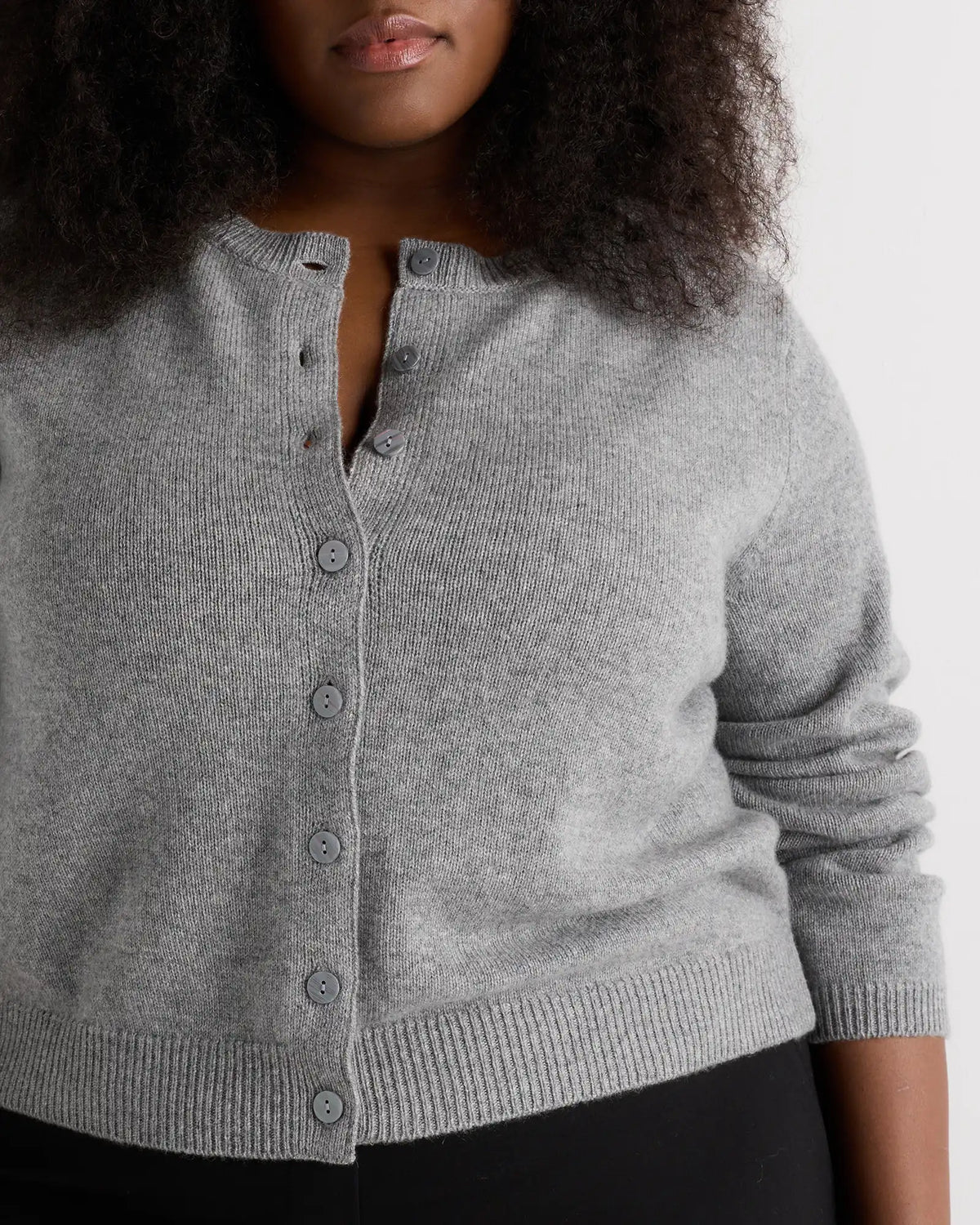 Mongolian Cashmere Cropped Crew Cardigan