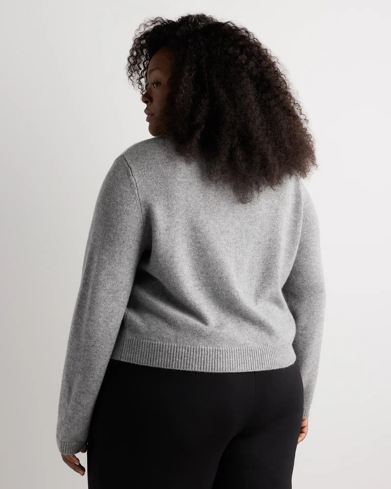 Mongolian Cashmere Cropped Crew Cardigan