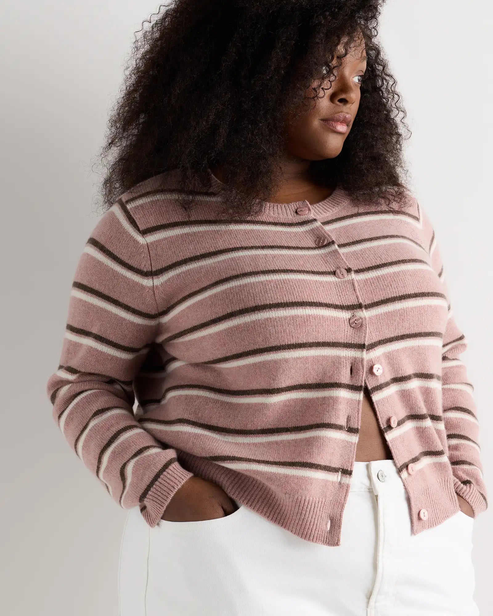 Mongolian Cashmere Cropped Crew Cardigan