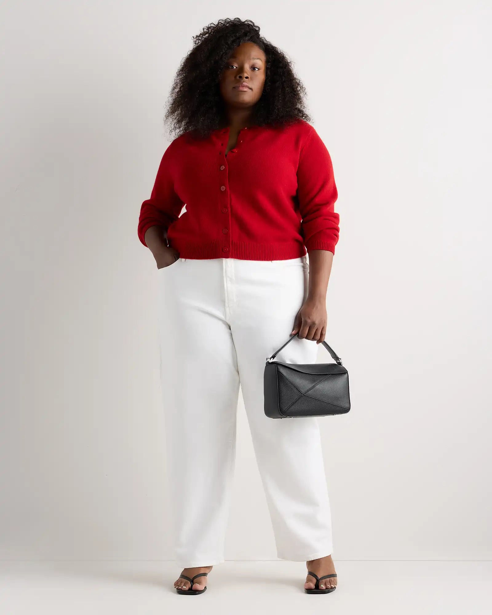 Mongolian Cashmere Cropped Crew Cardigan