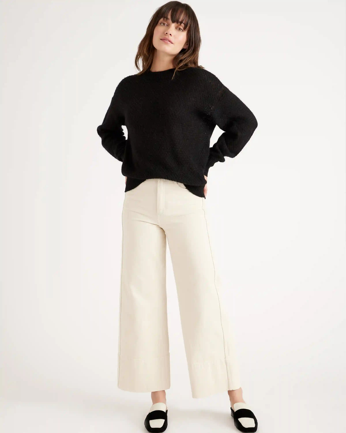 Baby Alpaca-Wool Diamond Stitch Crew
