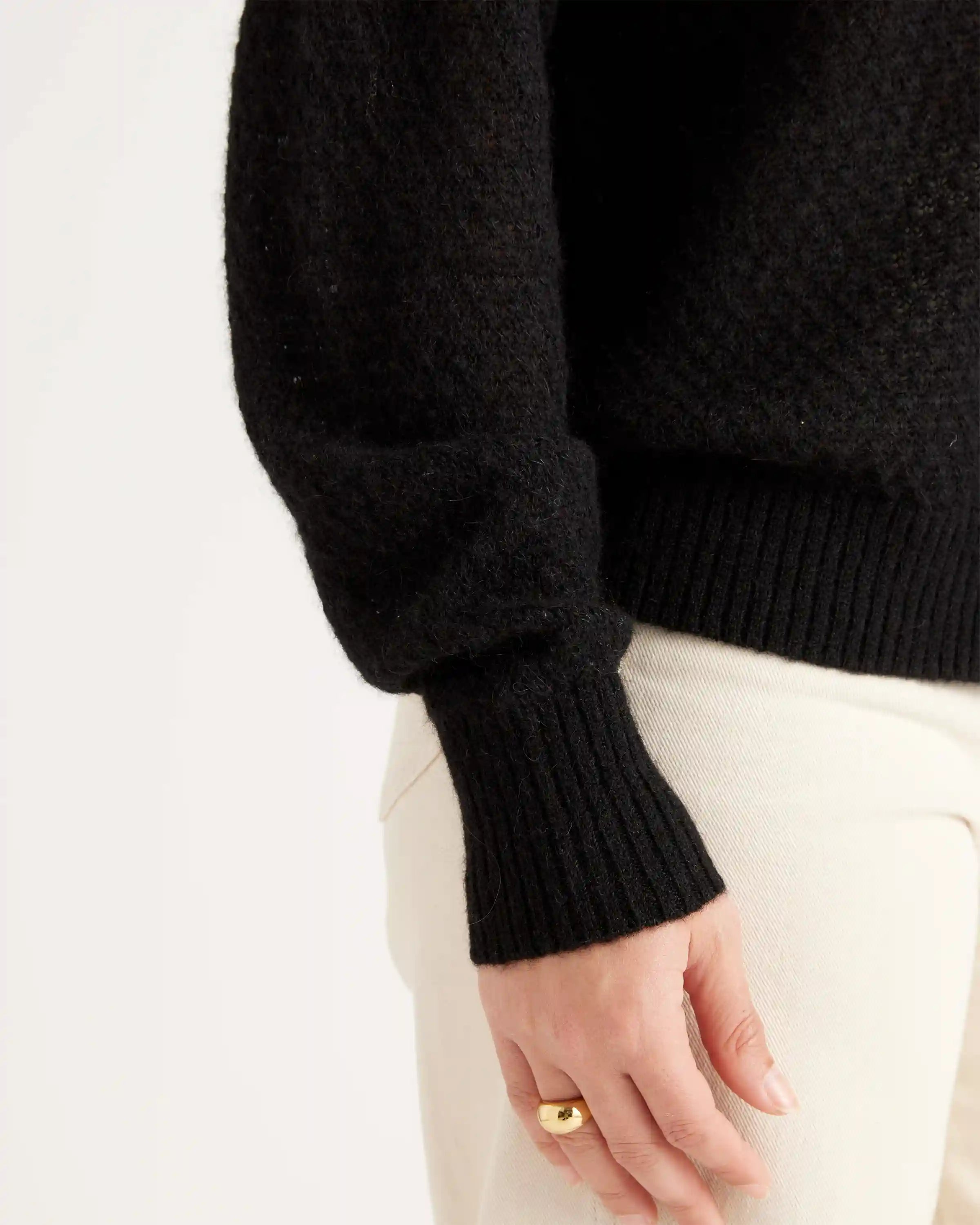 Baby Alpaca-Wool Diamond Stitch Crew