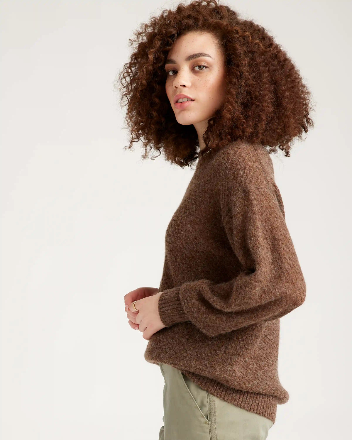 Baby Alpaca-Wool Diamond Stitch Crew