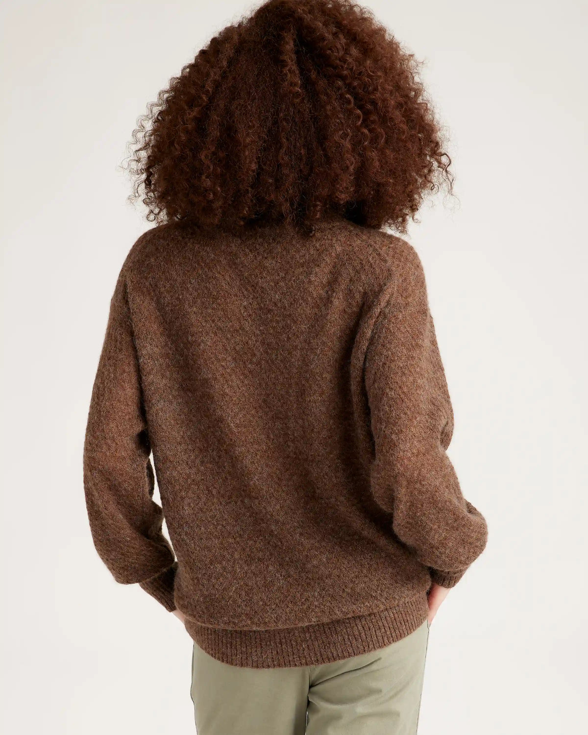 Baby Alpaca-Wool Diamond Stitch Crew