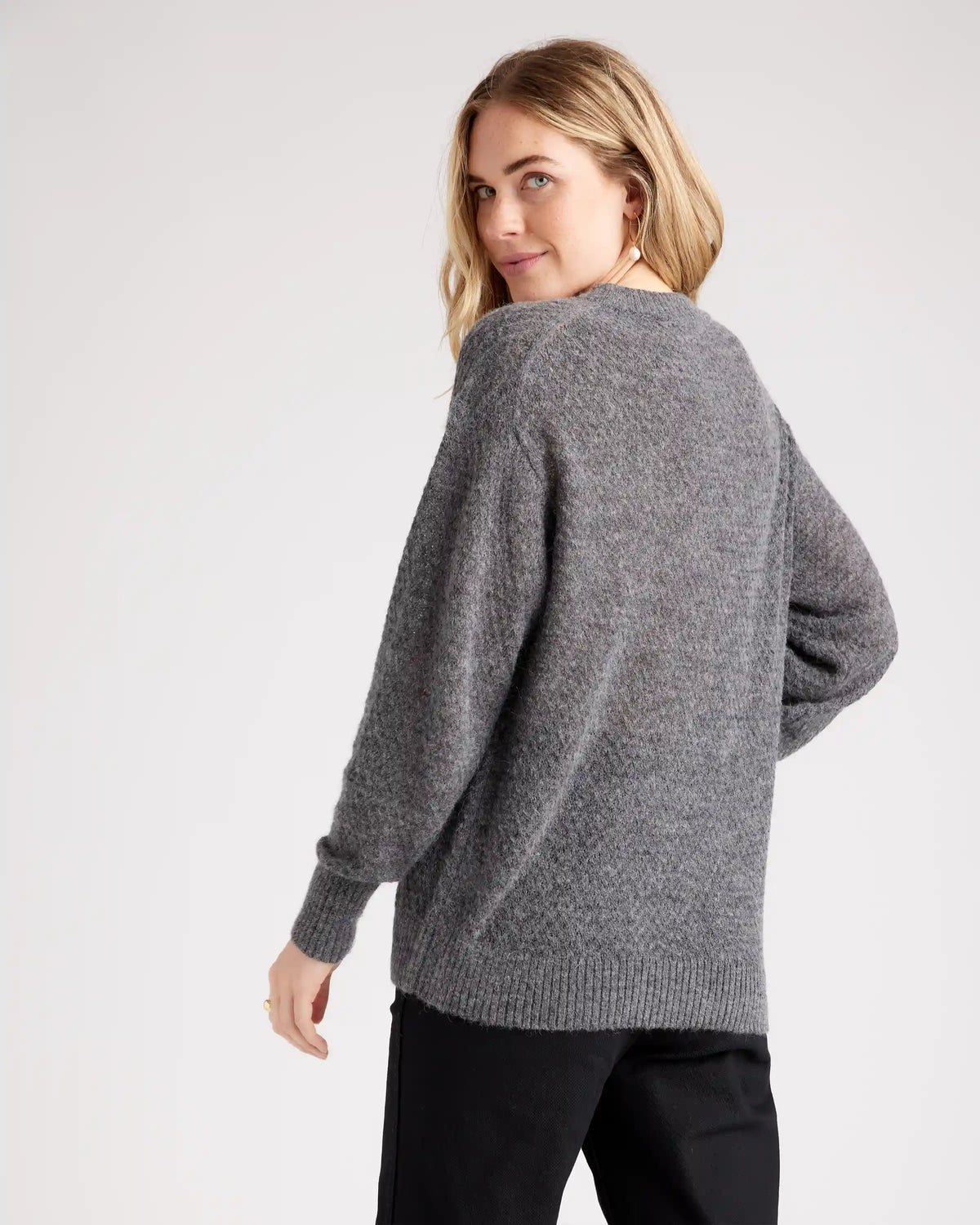 Baby Alpaca-Wool Diamond Stitch Crew