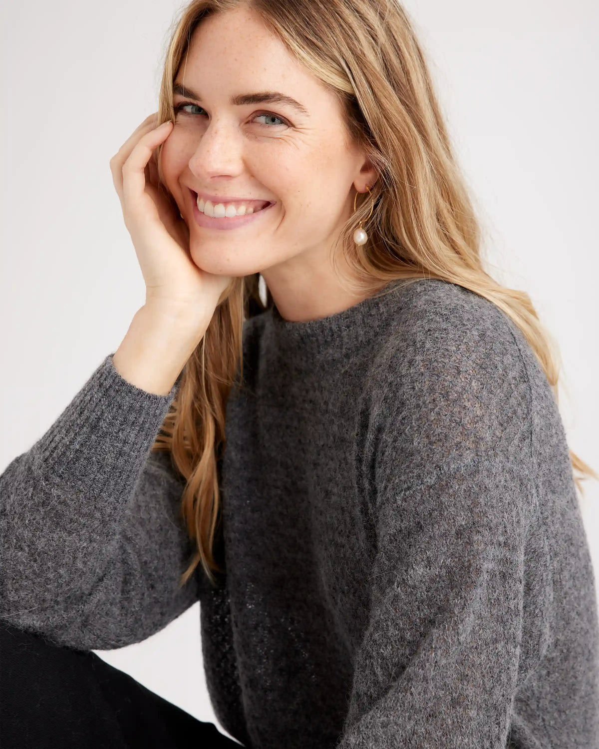 Baby Alpaca-Wool Diamond Stitch Crew