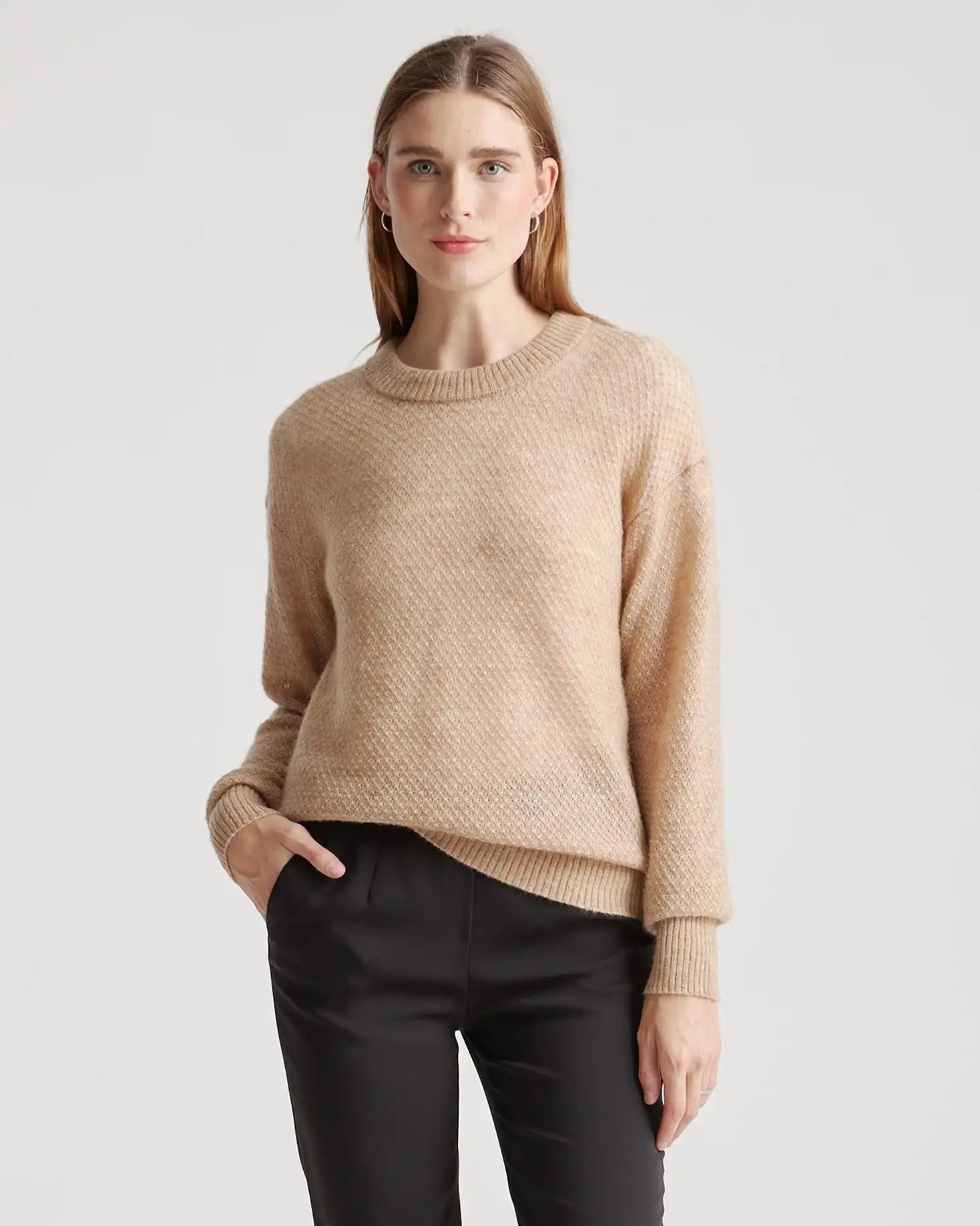 Baby Alpaca-Wool Diamond Stitch Crew
