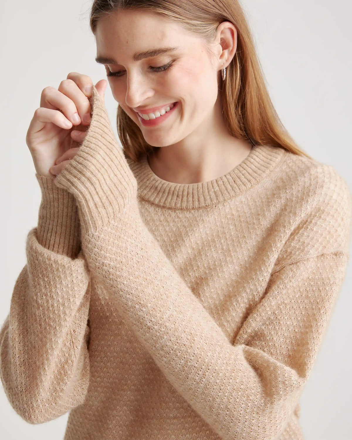 Baby Alpaca-Wool Diamond Stitch Crew