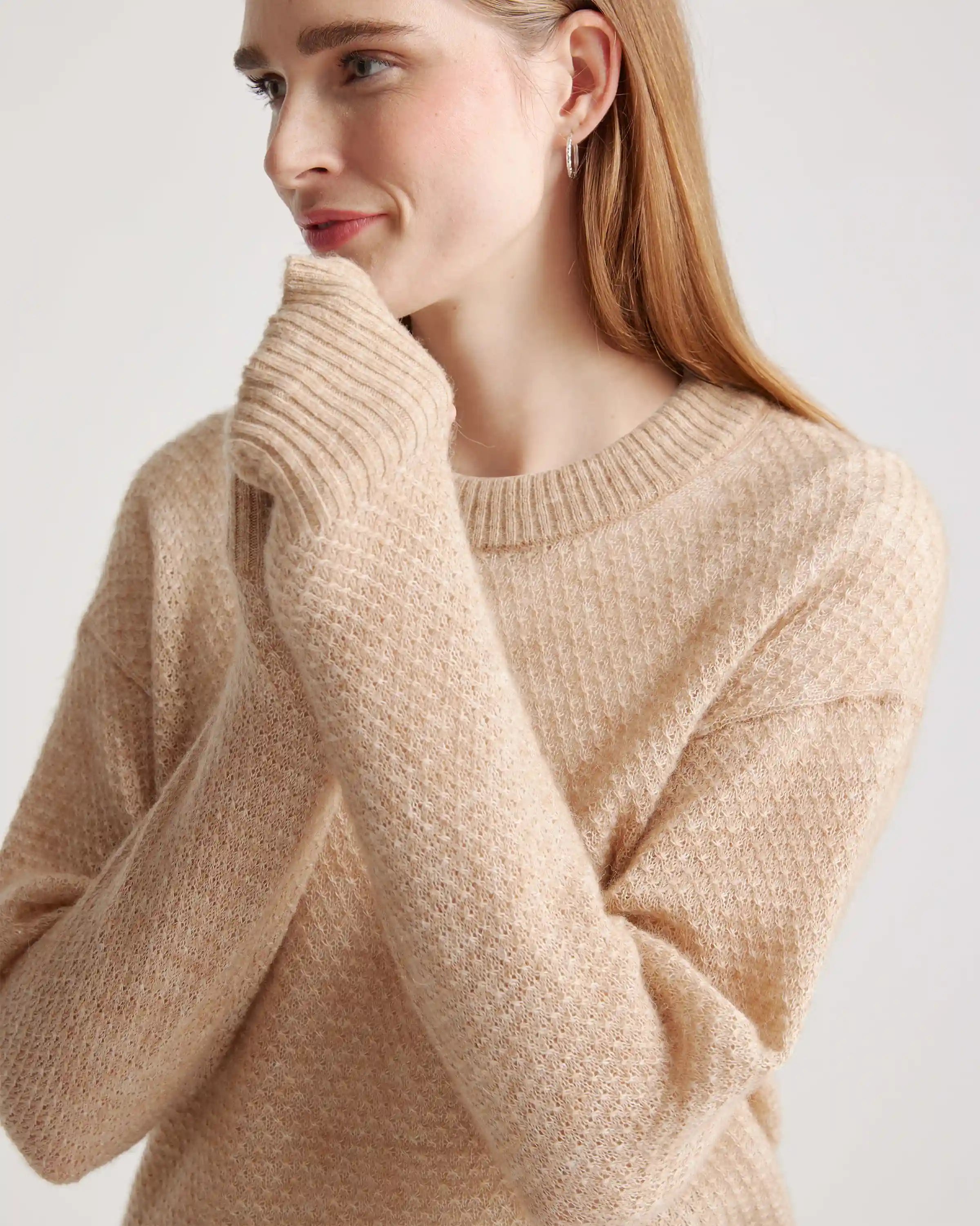 Baby Alpaca-Wool Diamond Stitch Crew