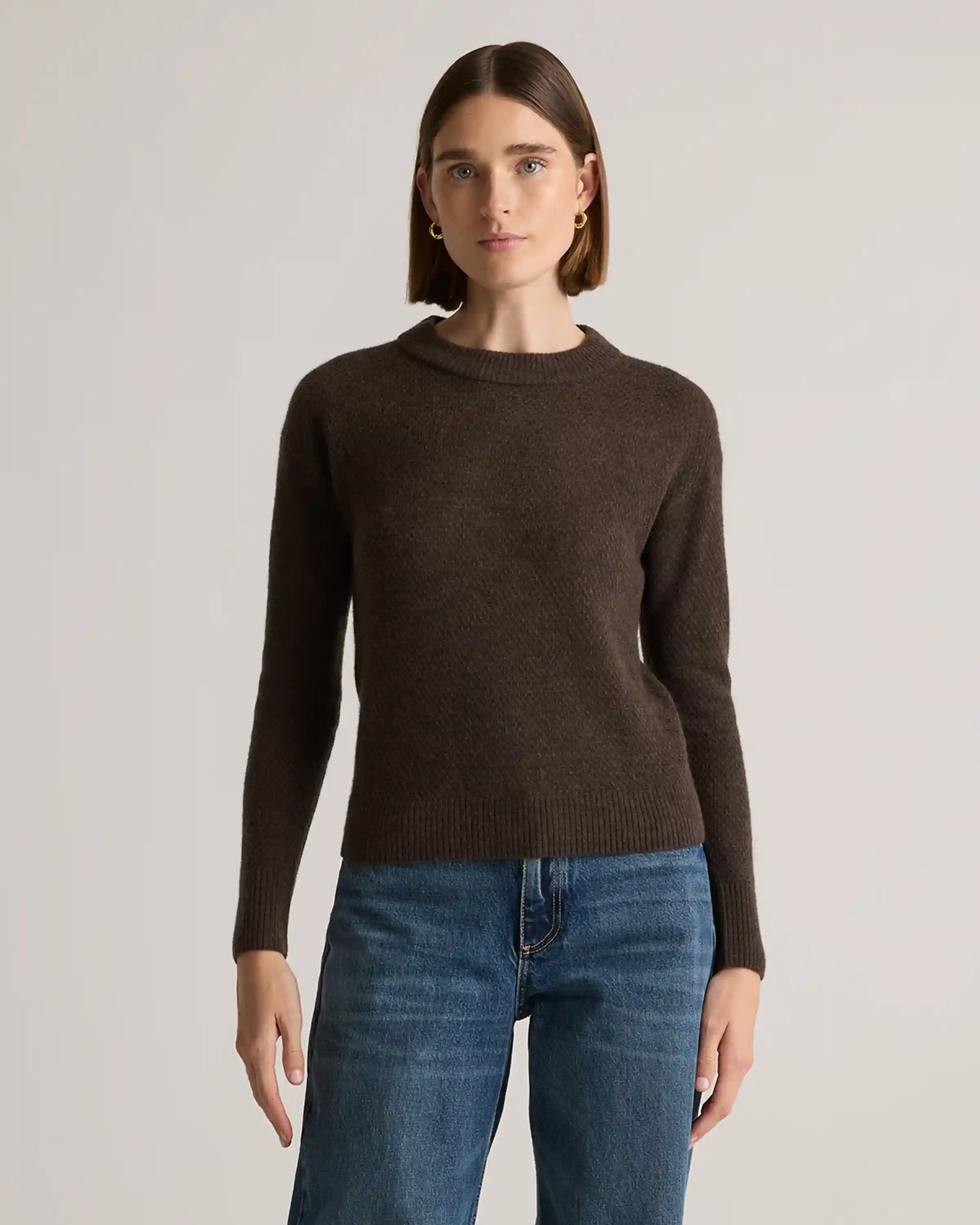 Baby Alpaca-Wool Diamond Stitch Crew