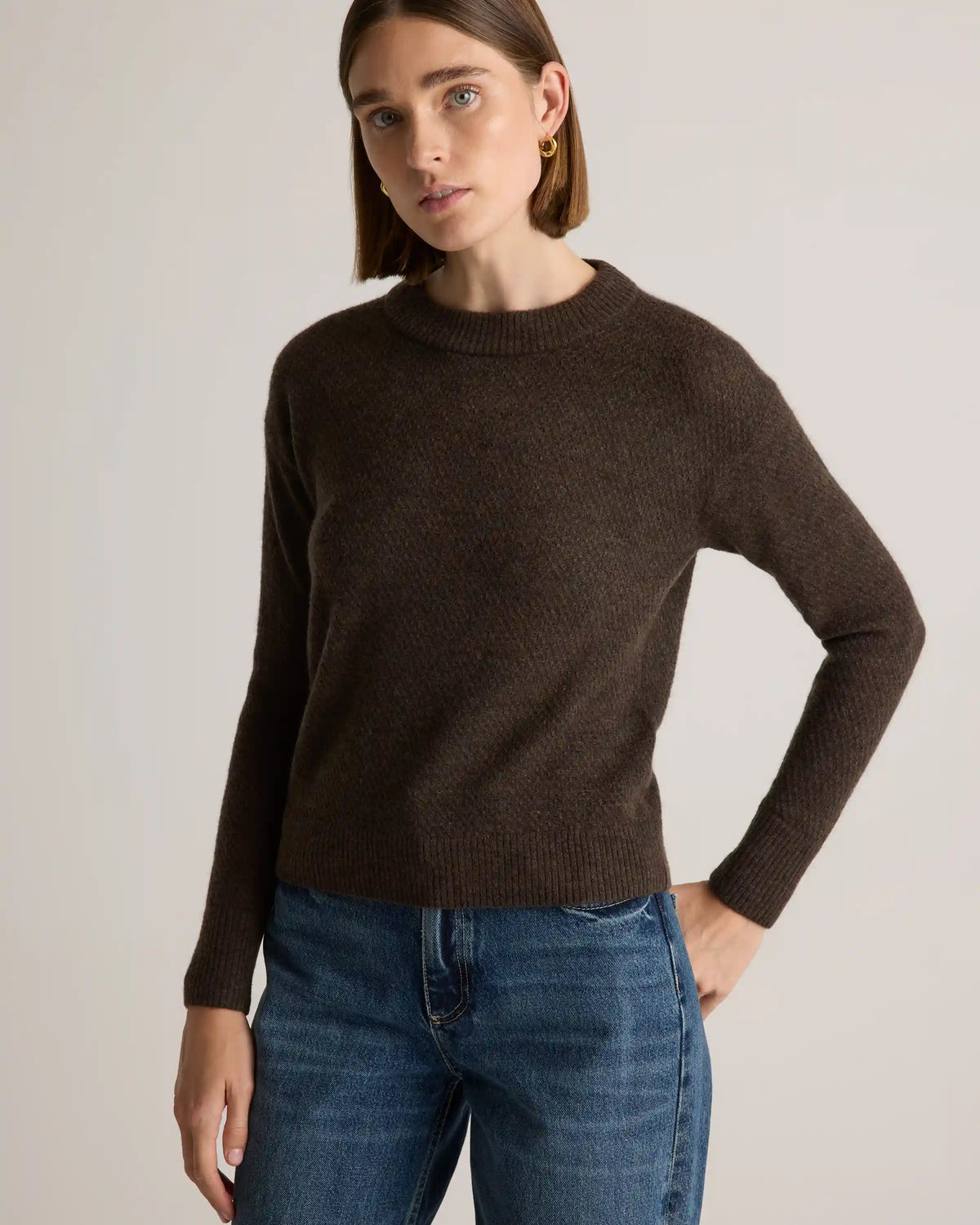 Baby Alpaca-Wool Diamond Stitch Crew