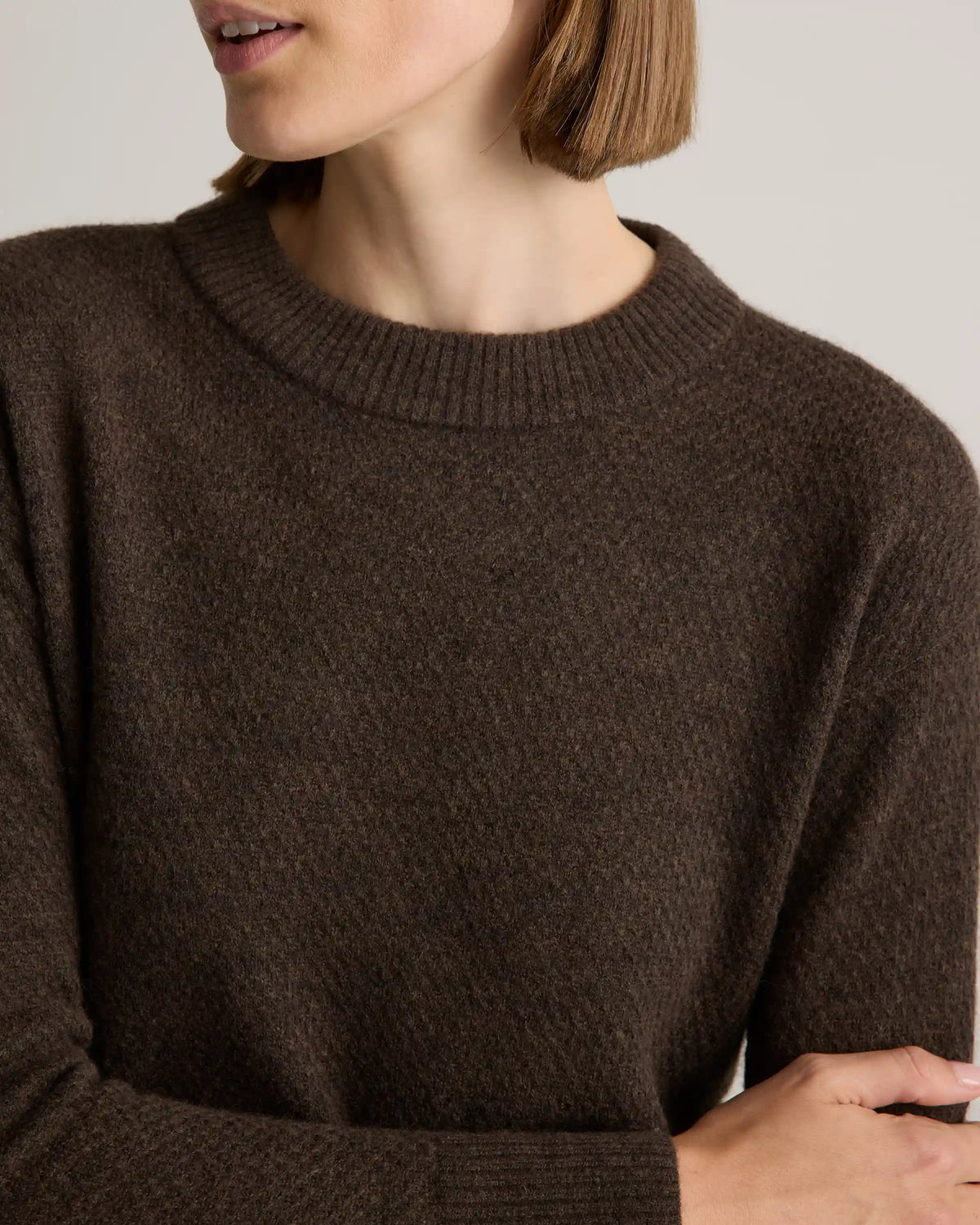 Baby Alpaca-Wool Diamond Stitch Crew