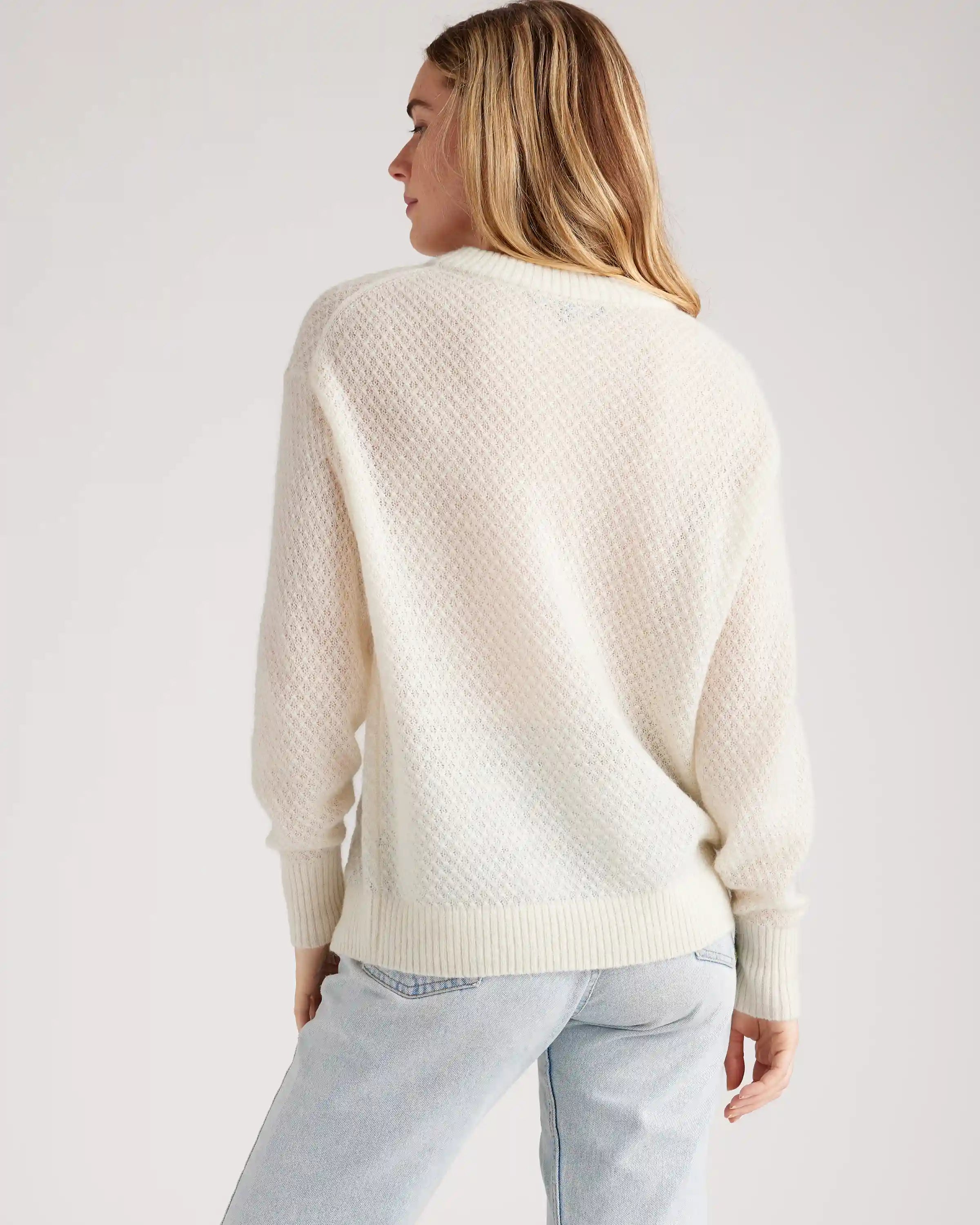 Baby Alpaca-Wool Diamond Stitch Crew