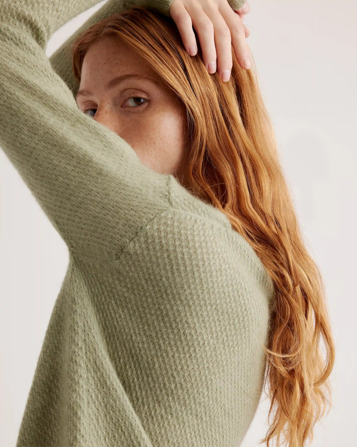 Baby Alpaca-Wool Diamond Stitch Crew