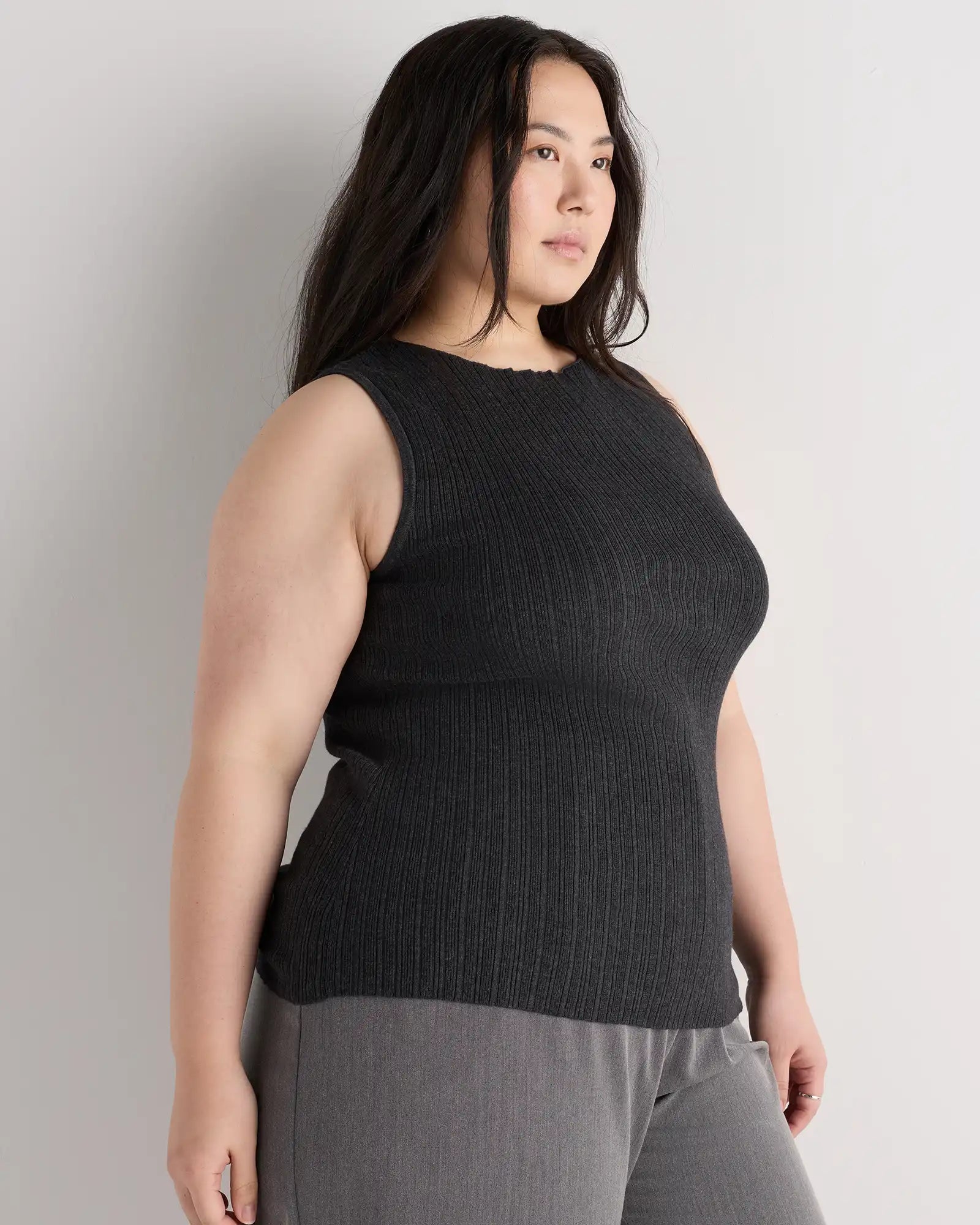 Cotton Cashmere Ribbed Tank