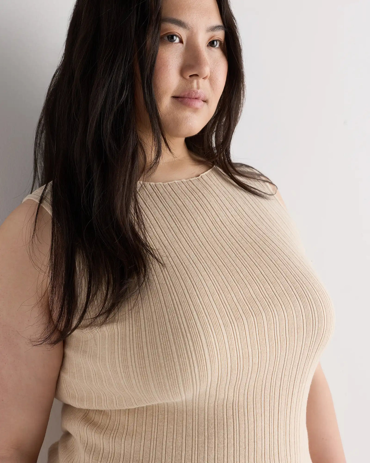 Cotton Cashmere Ribbed Tank