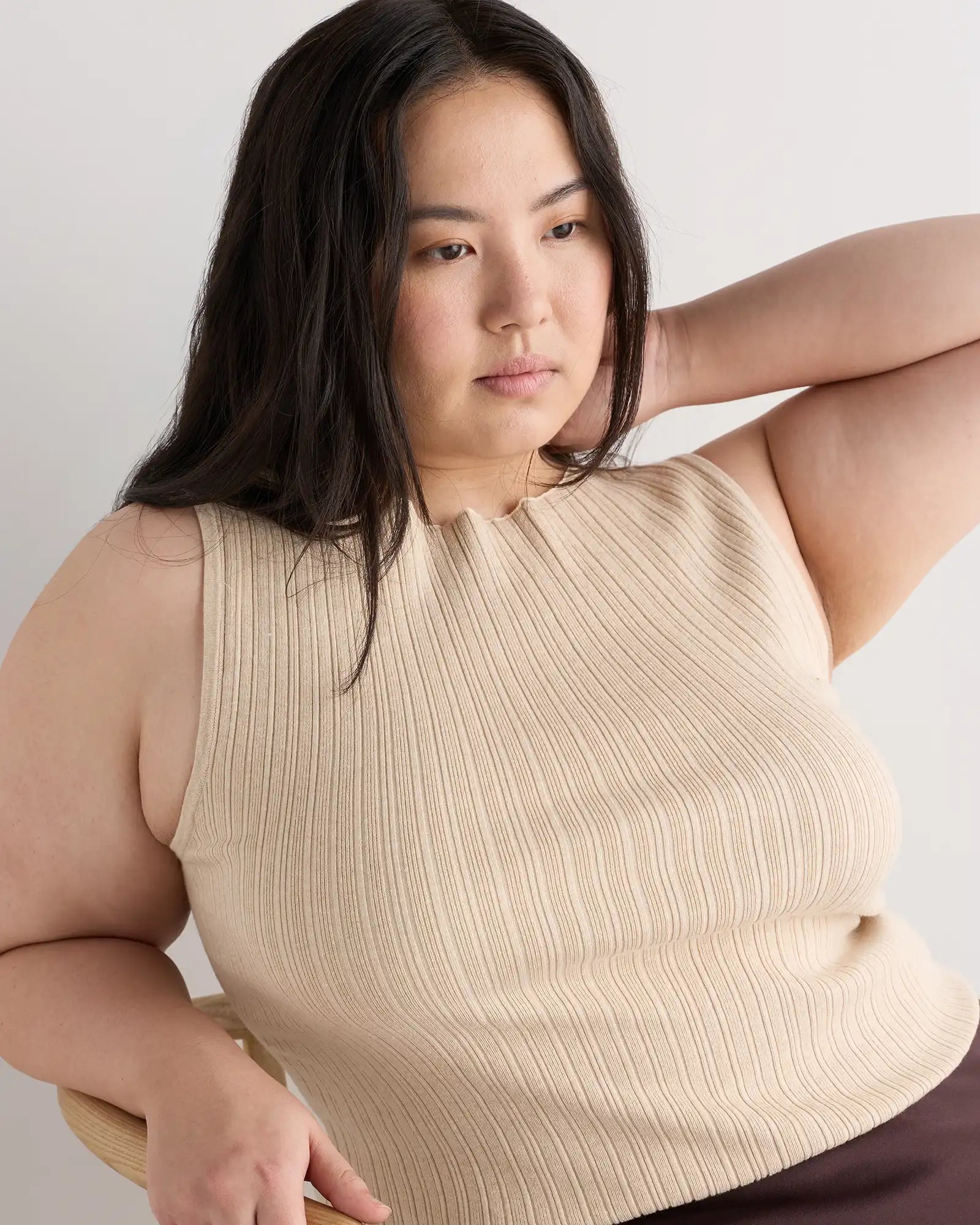 Cotton Cashmere Ribbed Tank