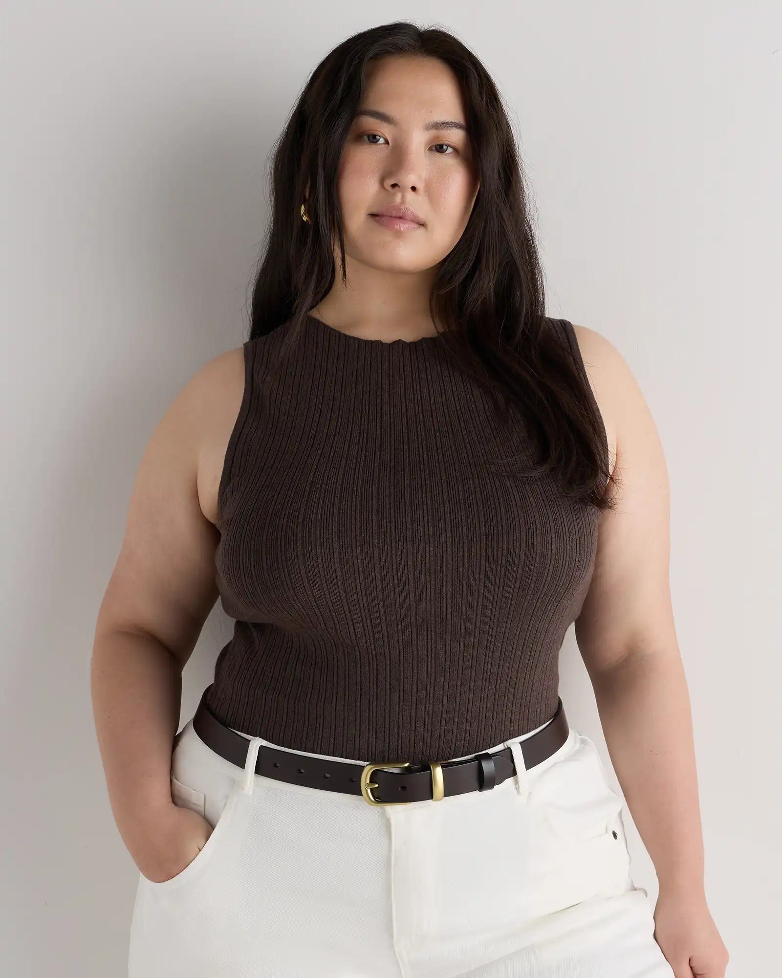 Cotton Cashmere Ribbed Tank