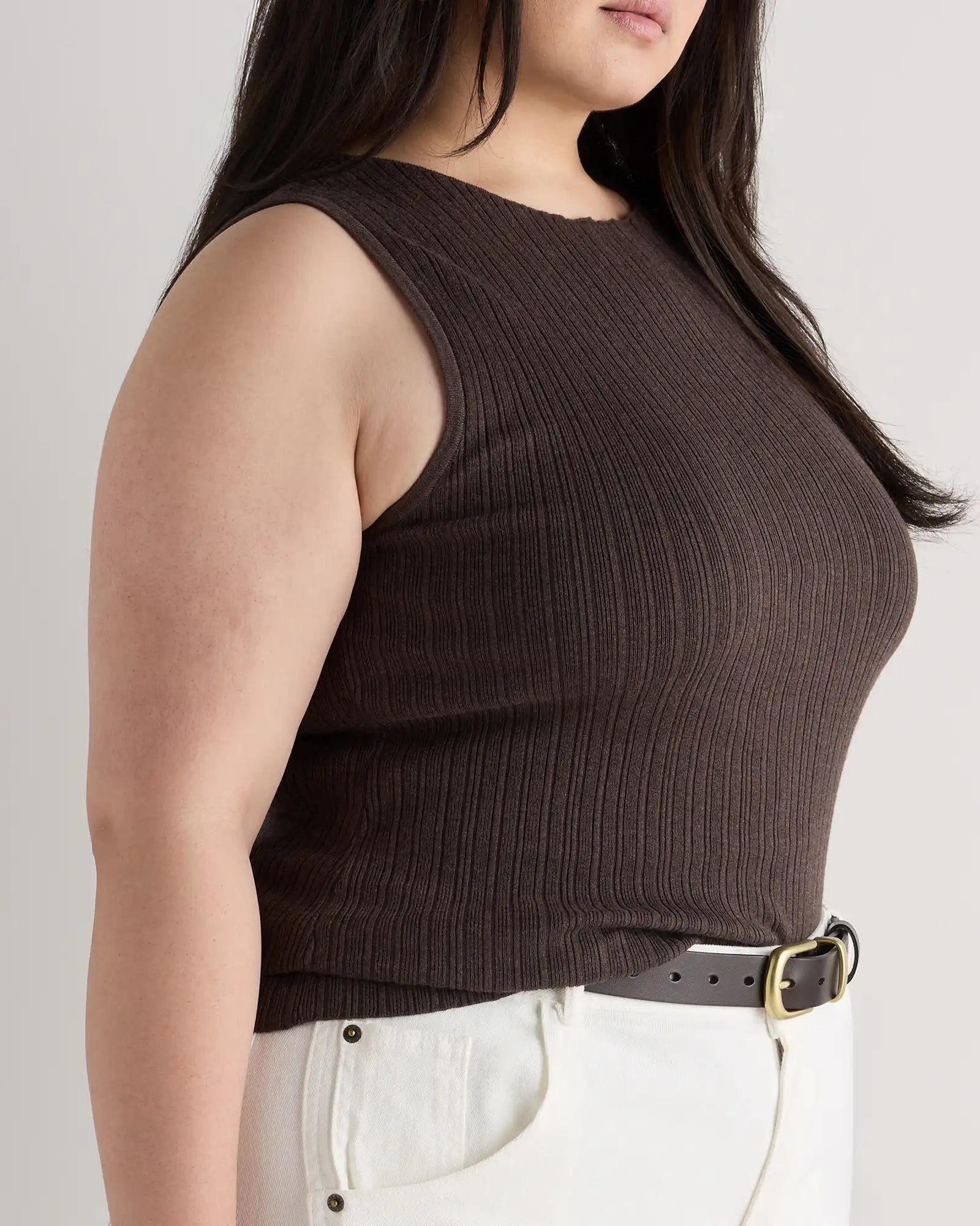 Cotton Cashmere Ribbed Tank