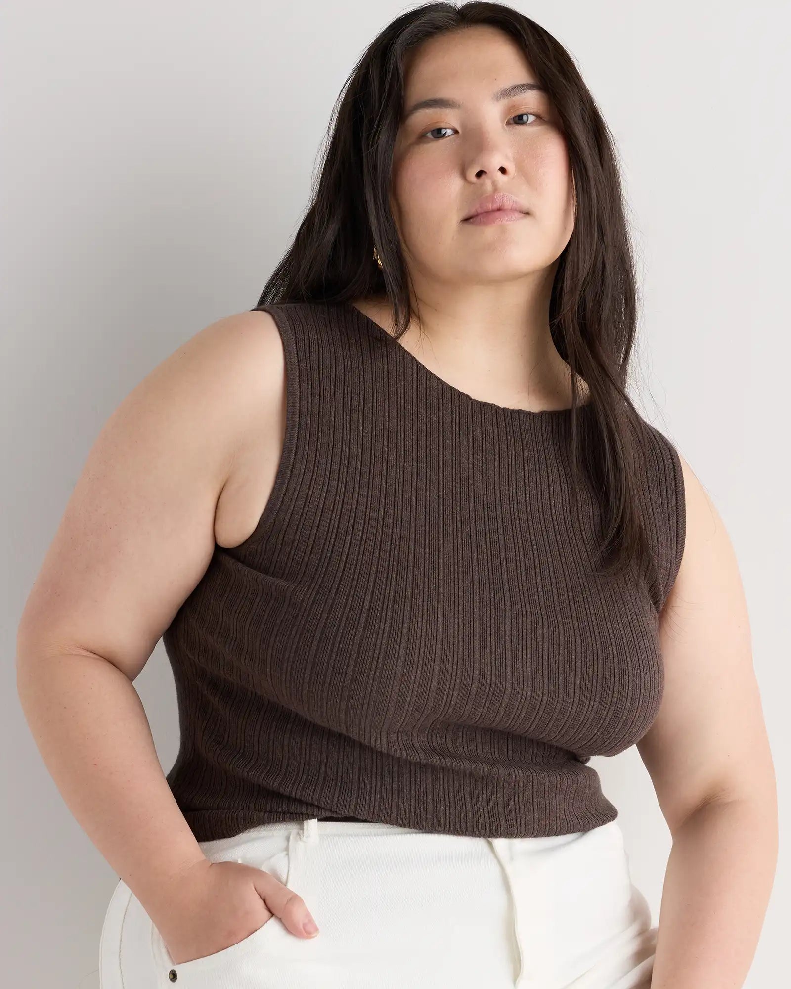Cotton Cashmere Ribbed Tank