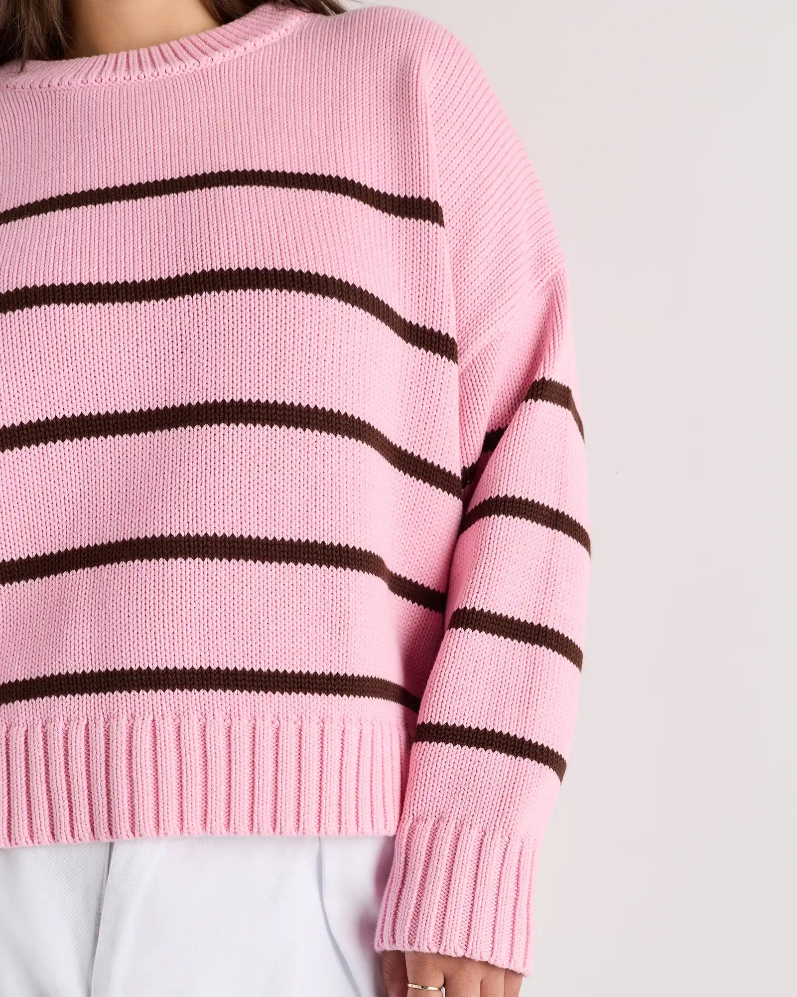 100% Organic Cotton Striped Crew Sweater