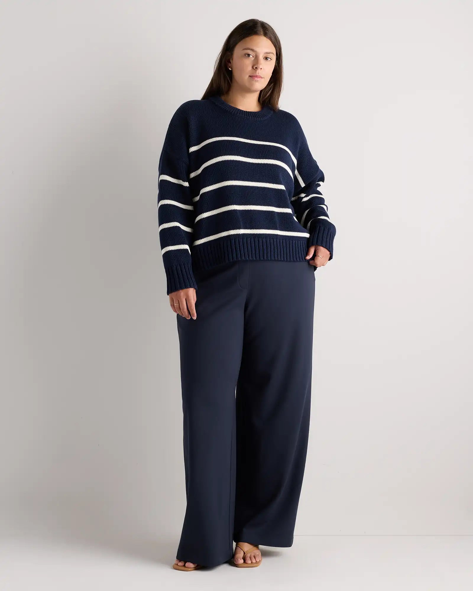100% Organic Cotton Striped Crew Sweater