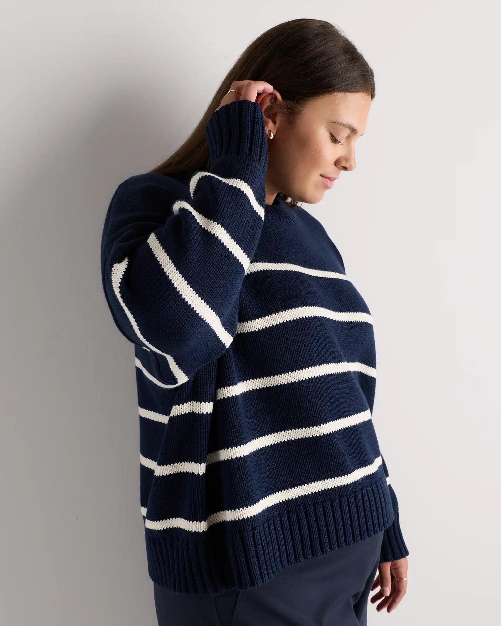 100% Organic Cotton Striped Crew Sweater