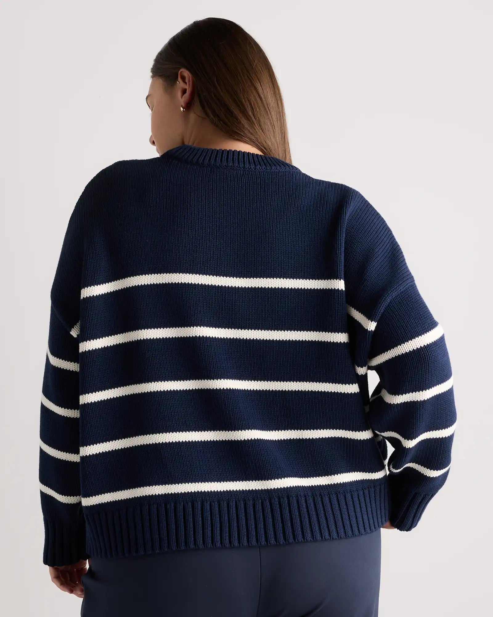 100% Organic Cotton Striped Crew Sweater