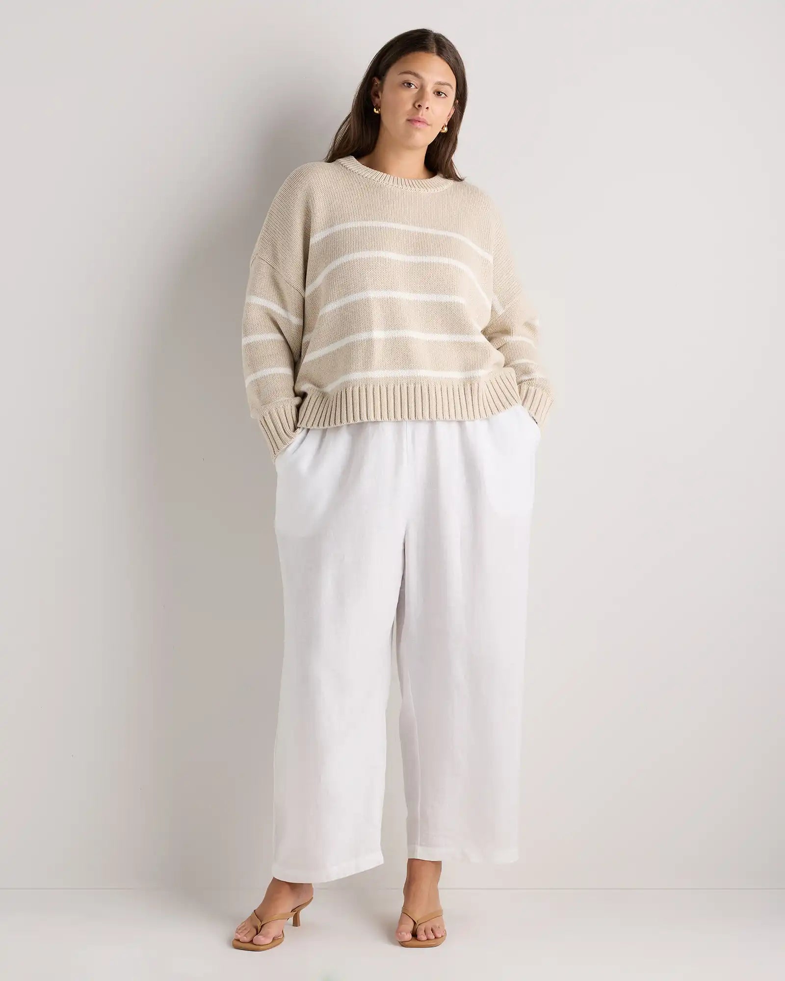 100% Organic Cotton Striped Crew Sweater