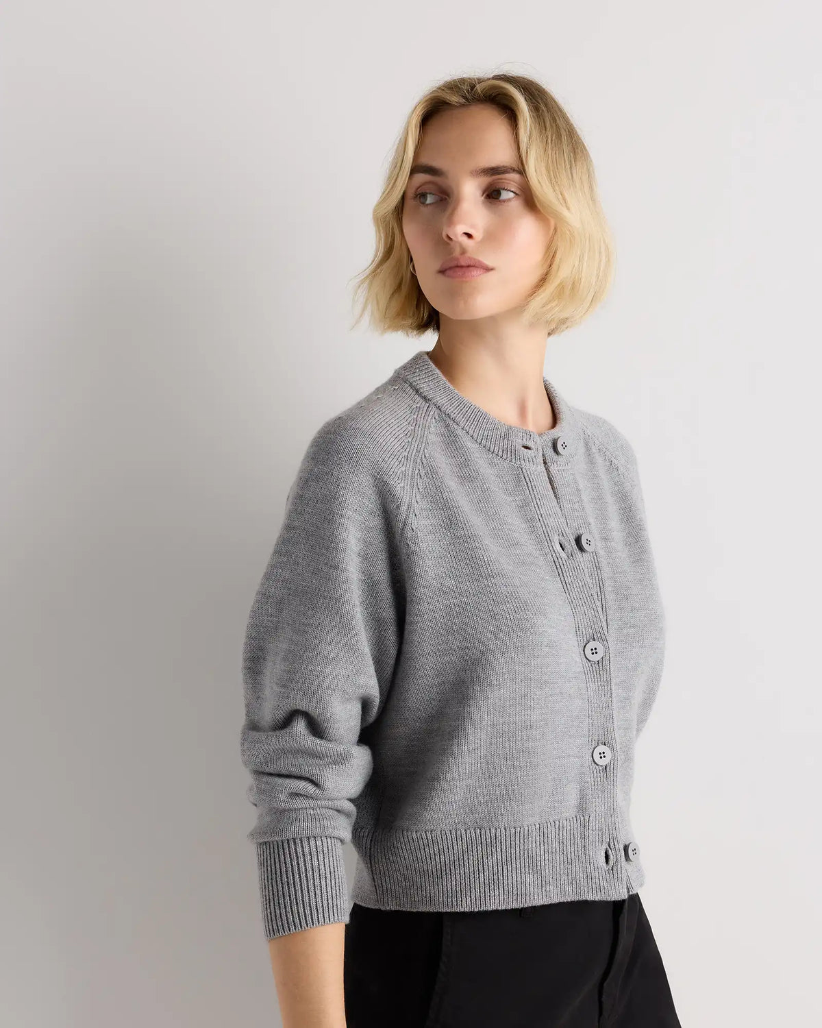 Australian Merino Wool Raglan Crewneck Cardigan