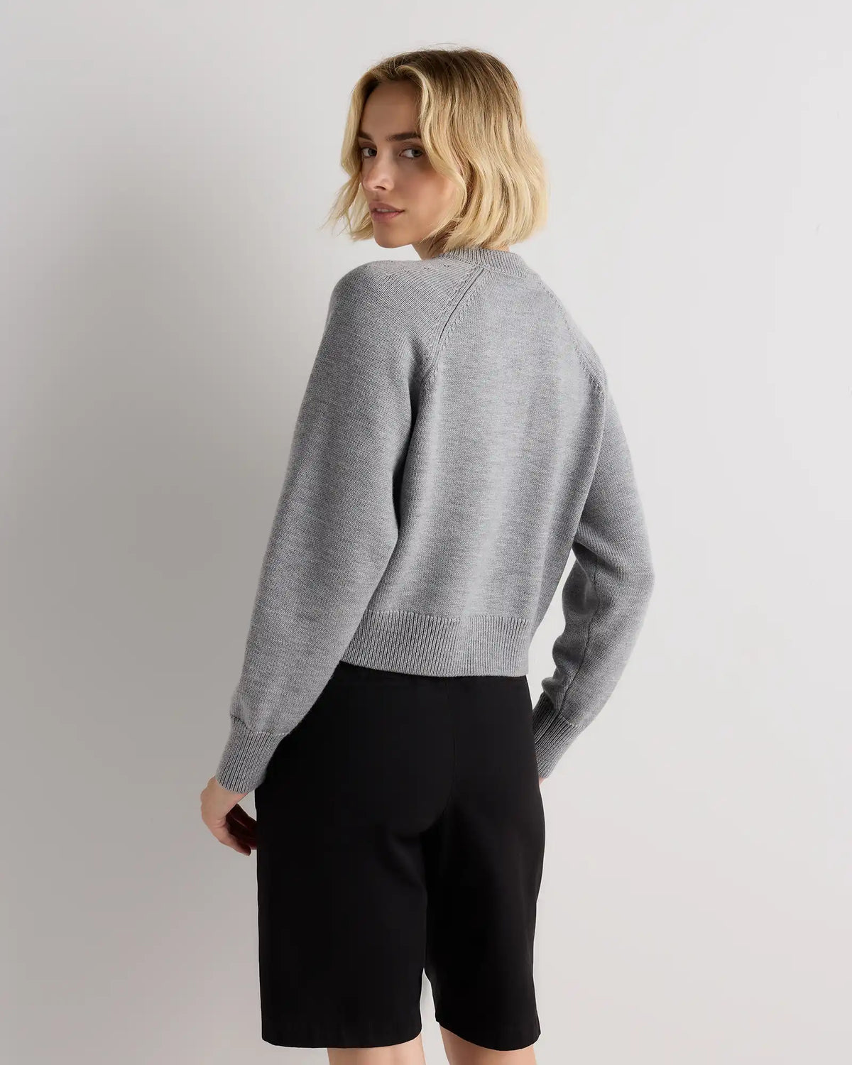 Australian Merino Wool Raglan Crewneck Cardigan