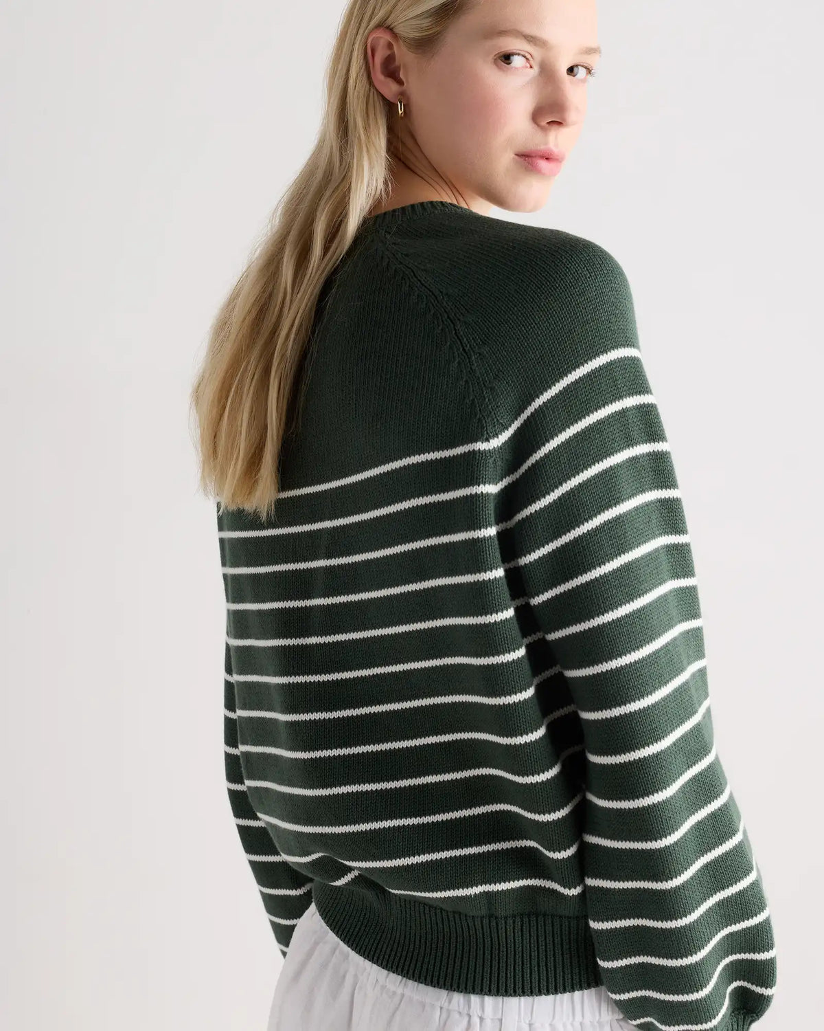 100% Organic Cotton Striped Henley Sweater