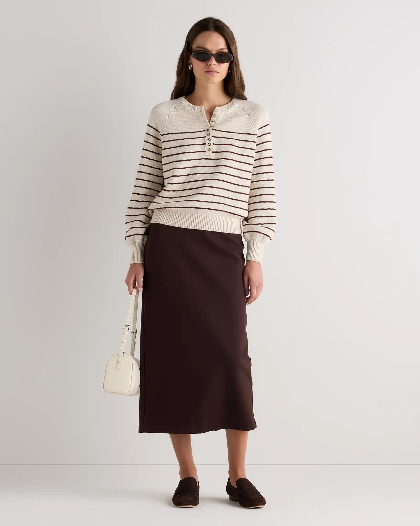100% Organic Cotton Striped Henley Sweater