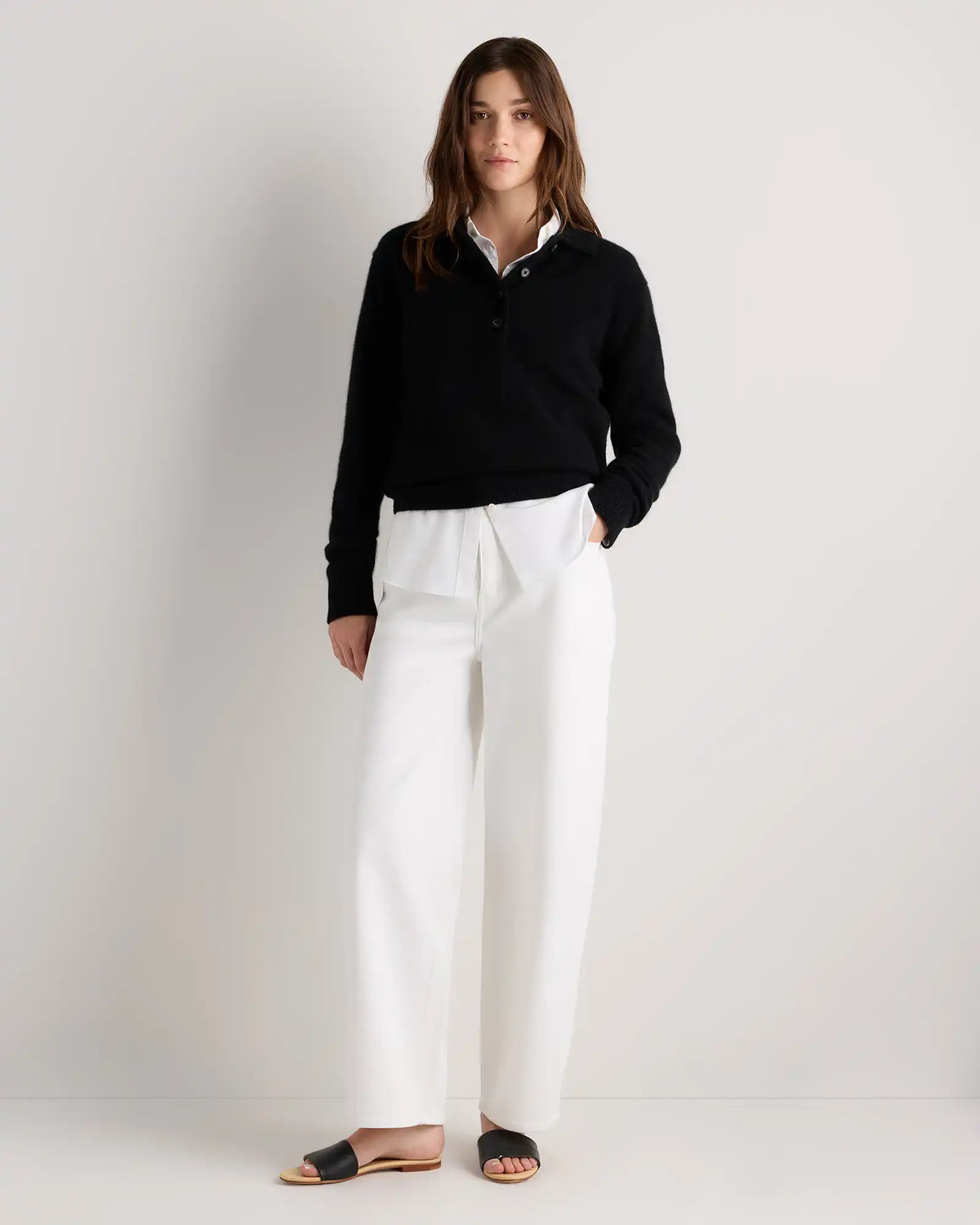 Mongolian Cashmere Button Polo Sweater
